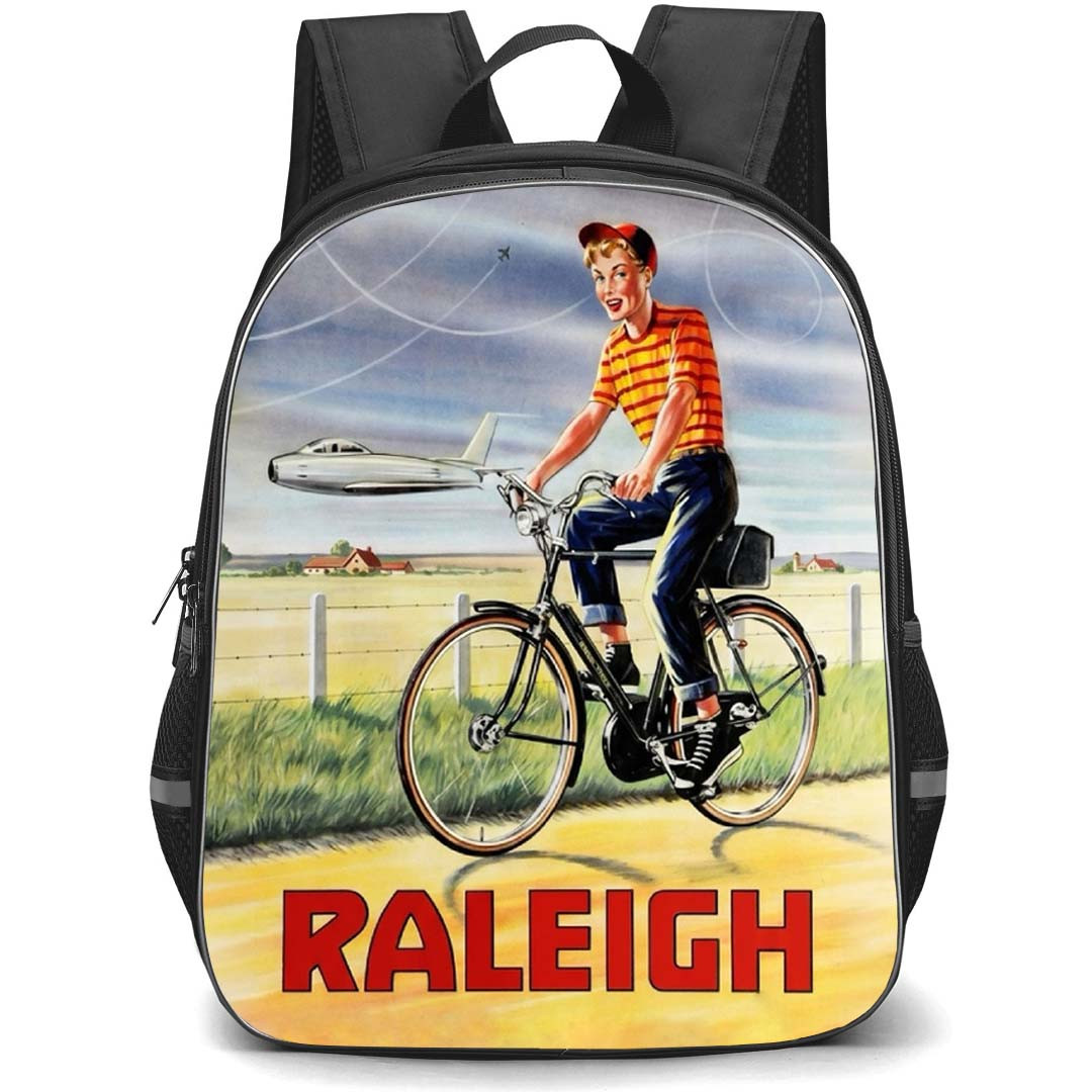 Raleigh Backpack School Bag StudentPack - Raleigh Vintage Bicycle Poster