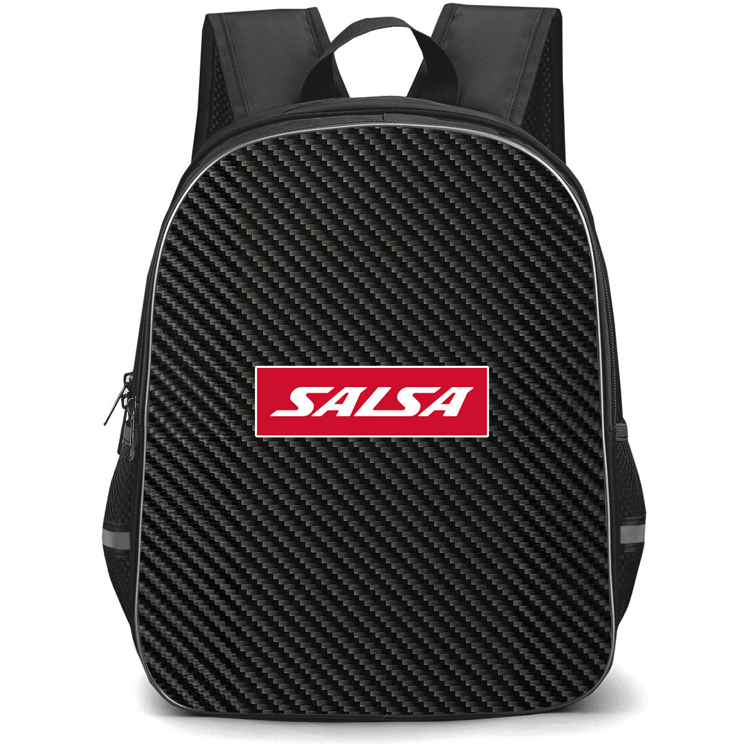 Salsa Backpack School Bag StudentPack - Salsa Bike Brand Logo On Carbon Fiber Background