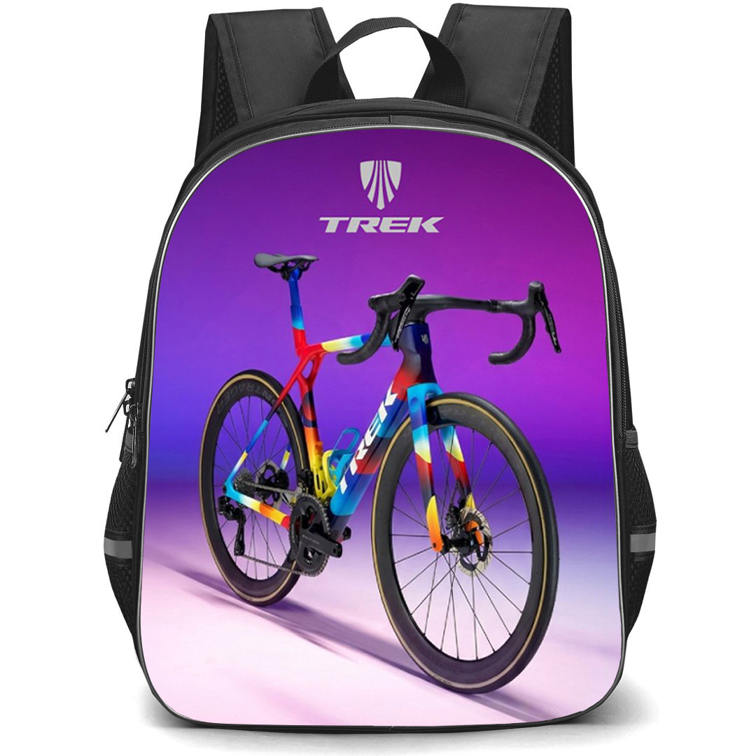Trek Backpack School Bag StudentPack - Trek Bicycle On Purple Gradient Glow Background