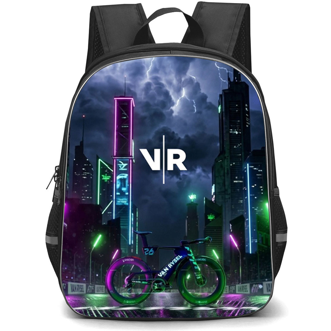 Van Rysel Backpack School Bag StudentPack - Van Rysel Bicycle Cyberpunk Poster