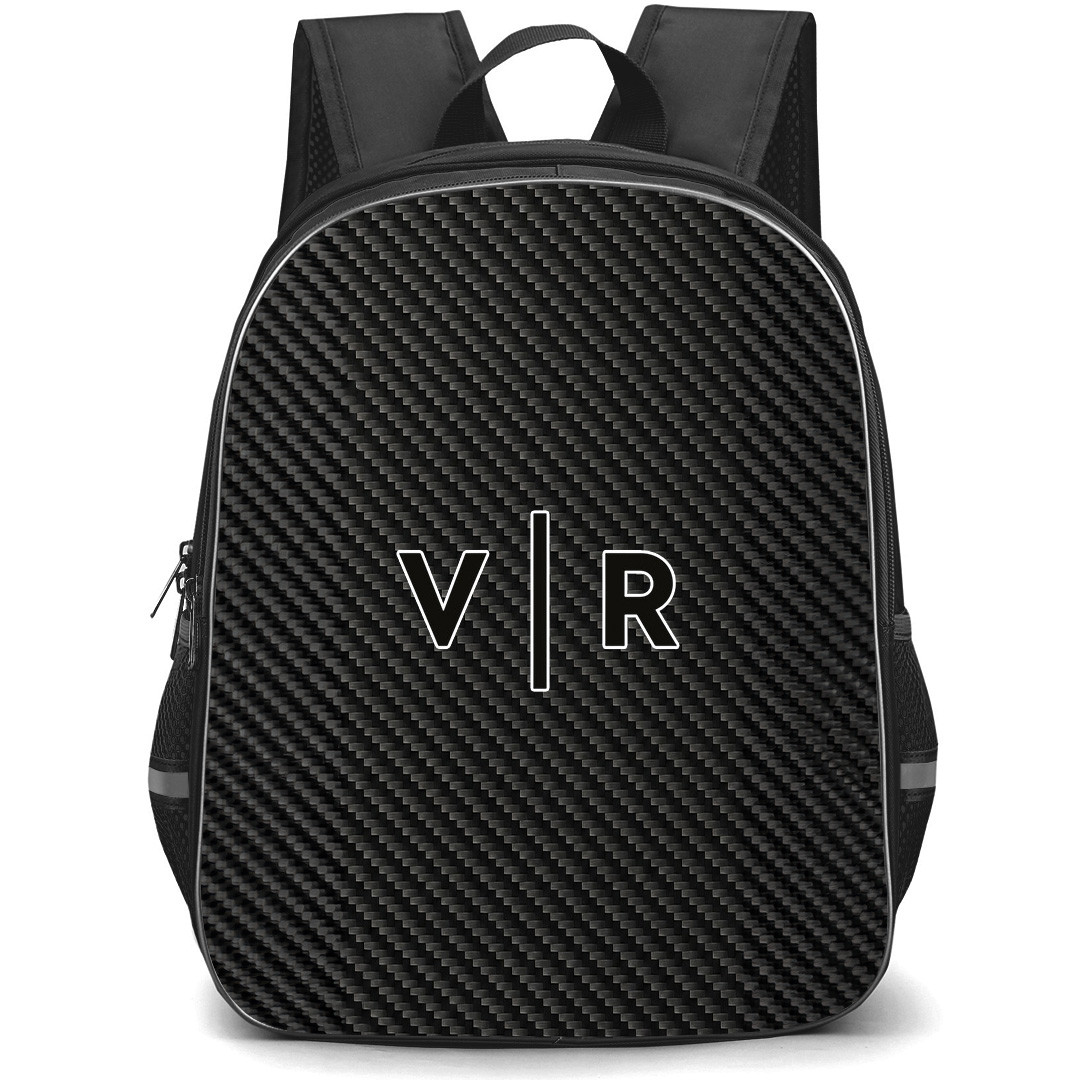 Van Rysel Backpack School Bag StudentPack - Van Rysel Bike Brand Logo On Carbon Fiber Background