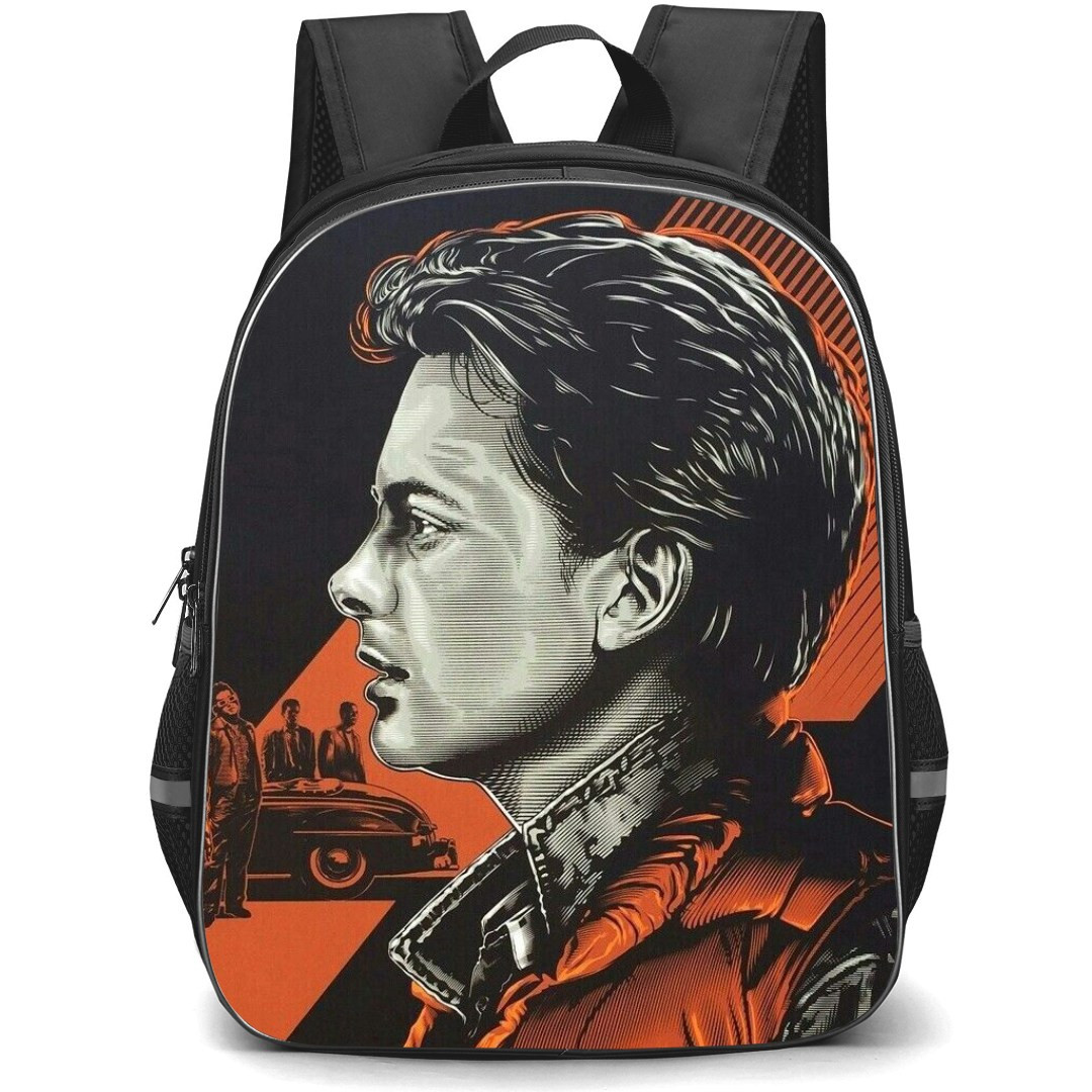 Back To The Future Backpack StudentPack - Back To The Future MARTY McFLY Side Portrait Retro Illustration