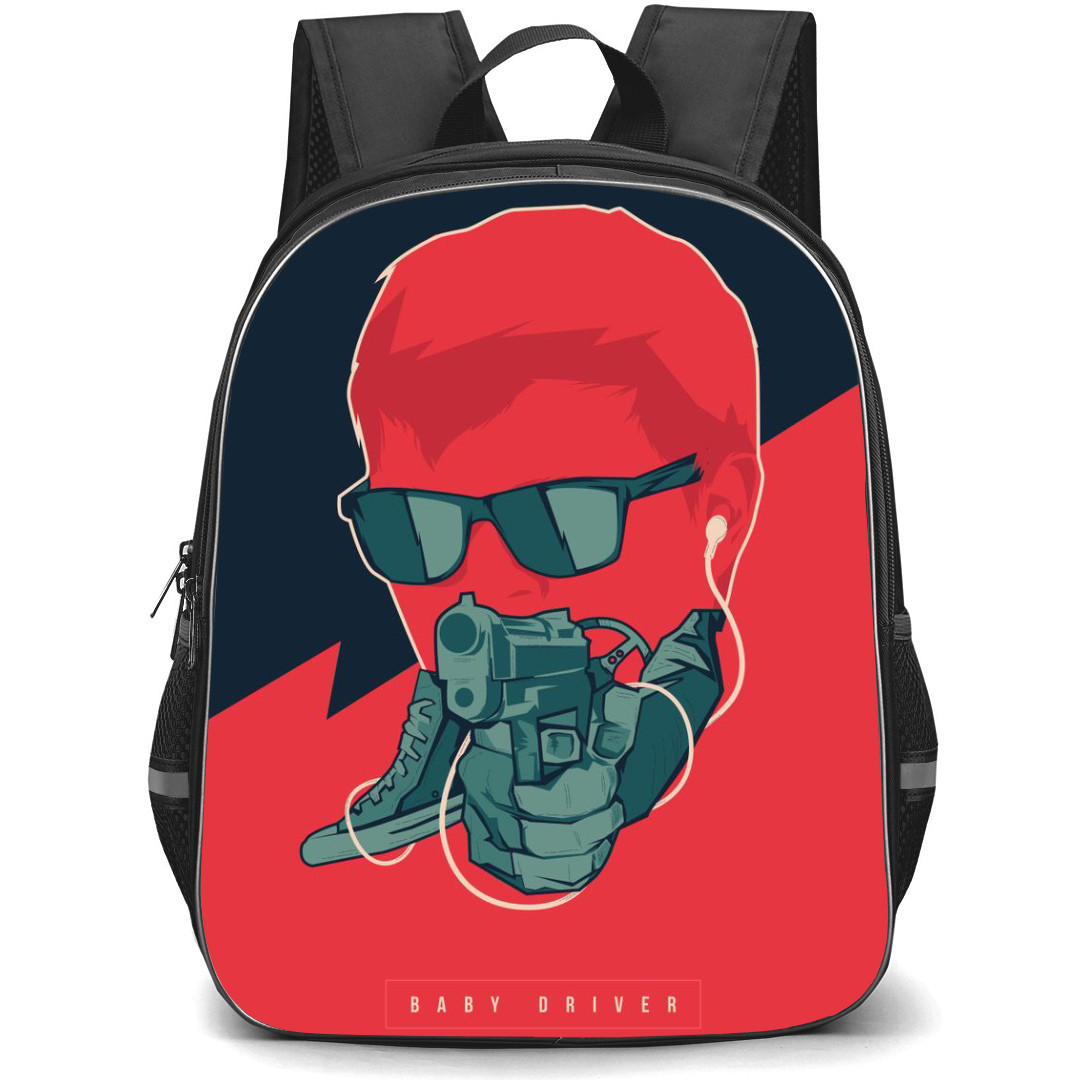 Baby Driver Backpack StudentPack - Baby Driver Movie Red And Black Poster