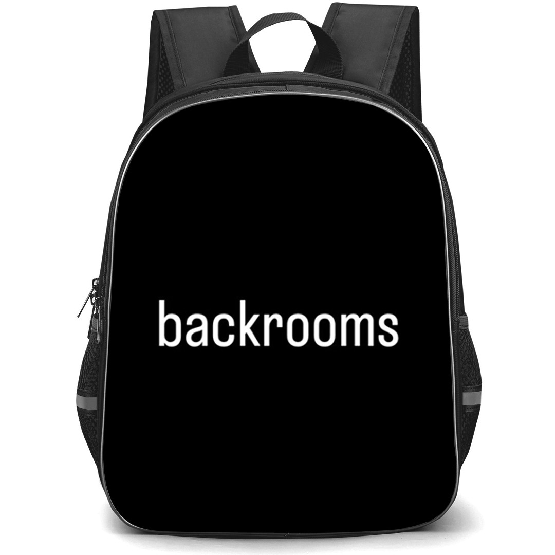 Backrooms Backpack School Bag StudentPack - Backrooms Text Logo On Black Background