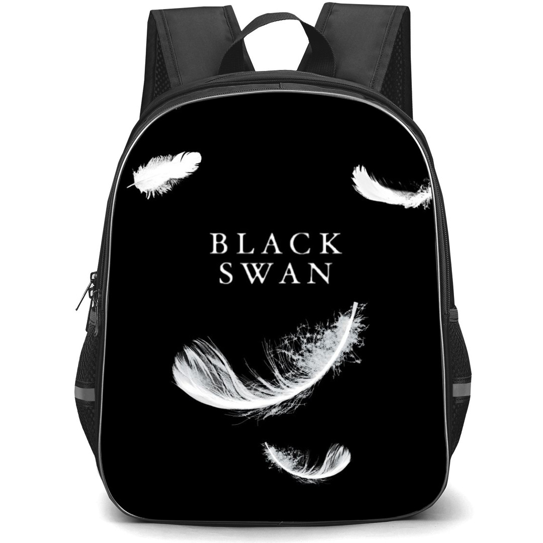 Black Swan Backpack StudentPack - Black Swan Falling Feather Black Background