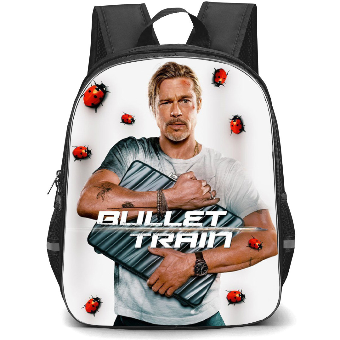 Bullet Train Backpack StudentPack - Bullet Train Brad Pit Holding Ladybug Briefcase Poster