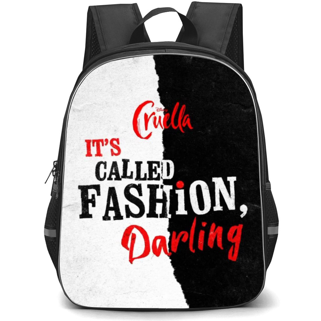 Cruella Backpack StudentPack - Cruella Quote Its Called Fashion Darling On Black And White Background