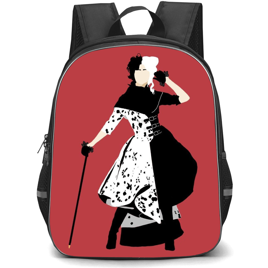 Cruella Backpack StudentPack - Cruella Movie Cruella De Vil Standing Minimalist Art Red Background