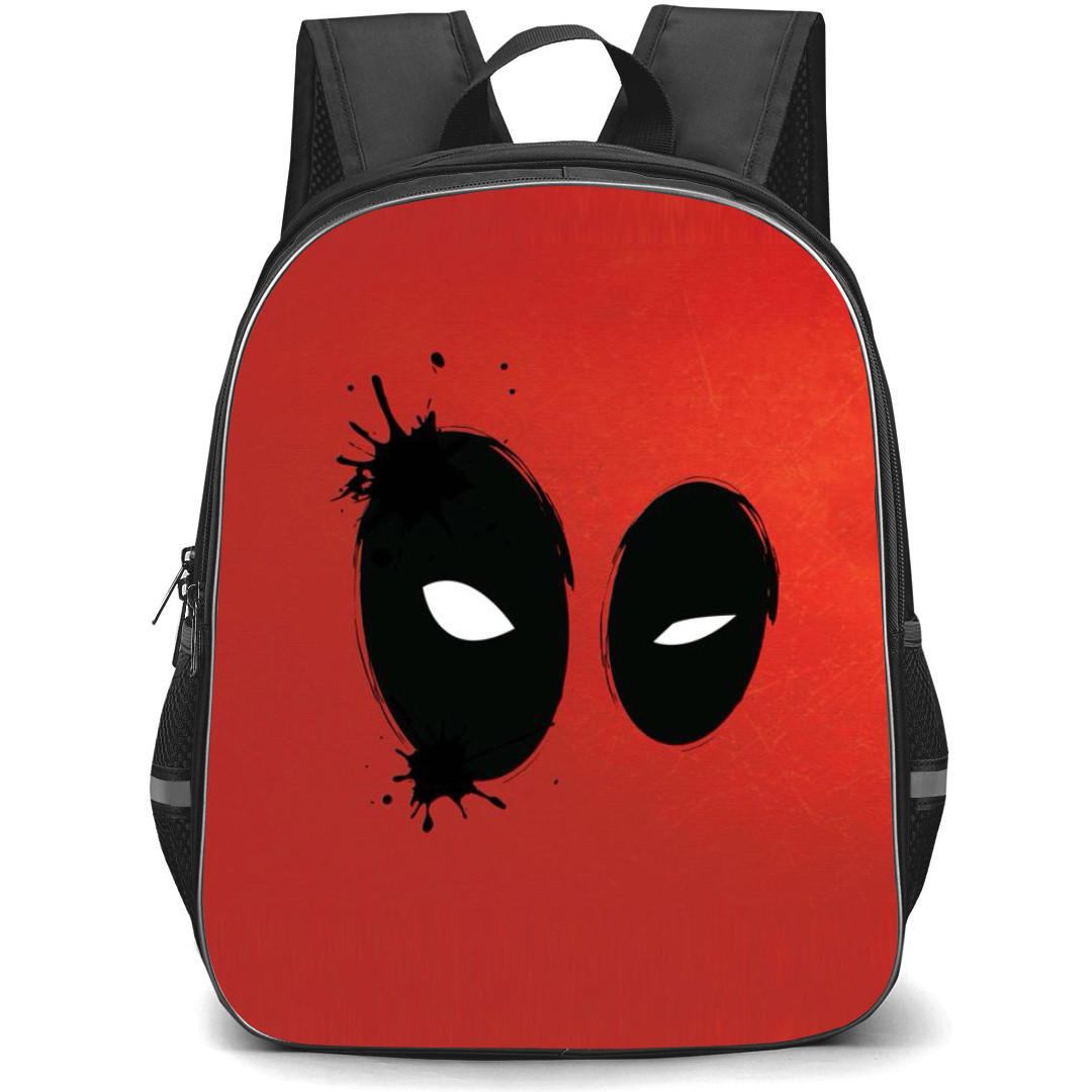 Deadpool Backpack StudentPack - Deadpool Eyes Splat Illustration On Red Background