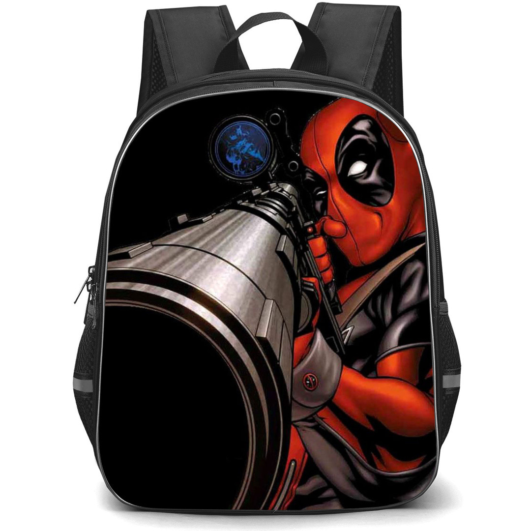 Deadpool Backpack StudentPack - Deadpool Holding Sniper Black Background Poster