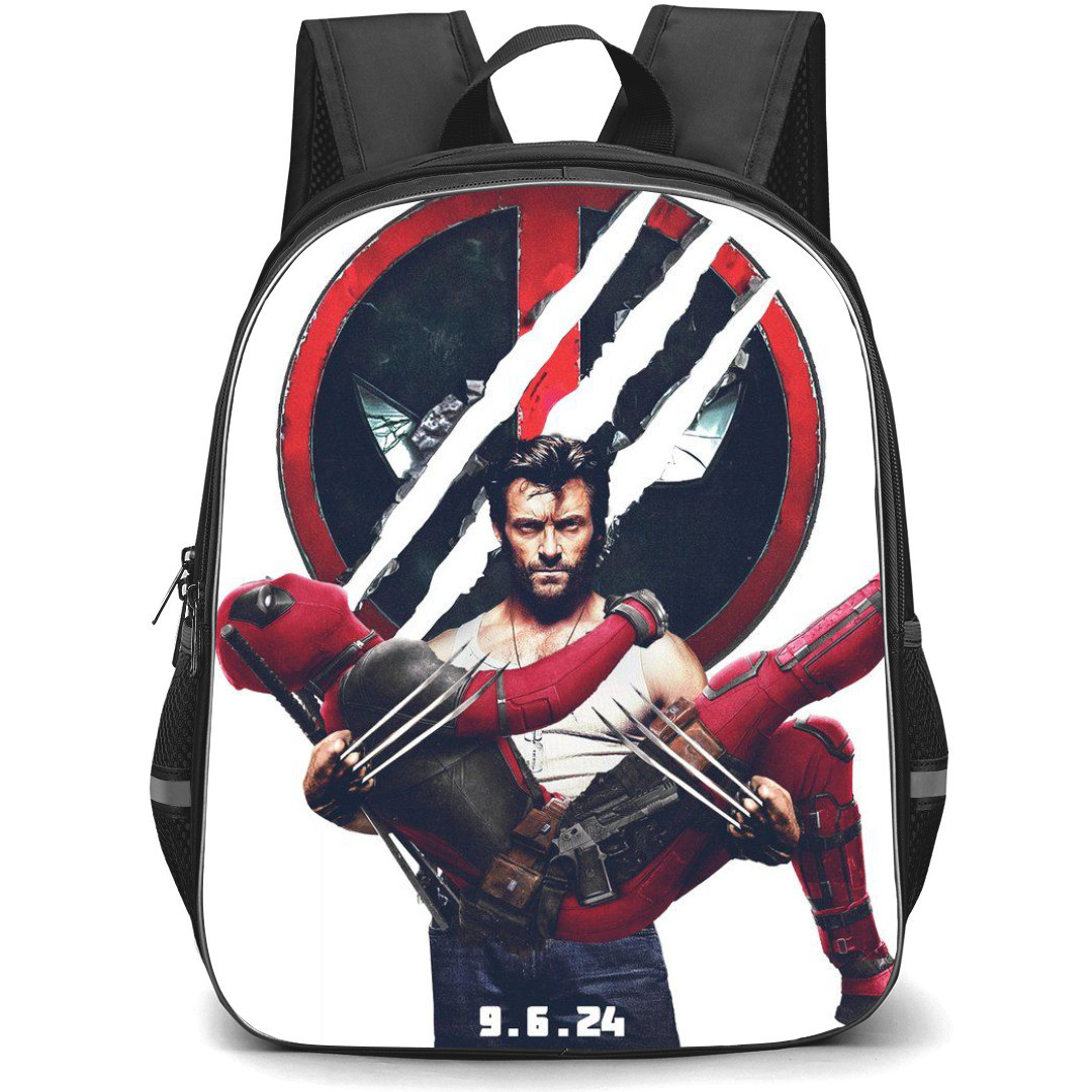 Deadpool Backpack StudentPack - Deadpool Wolverine Holding Deadpool Poster