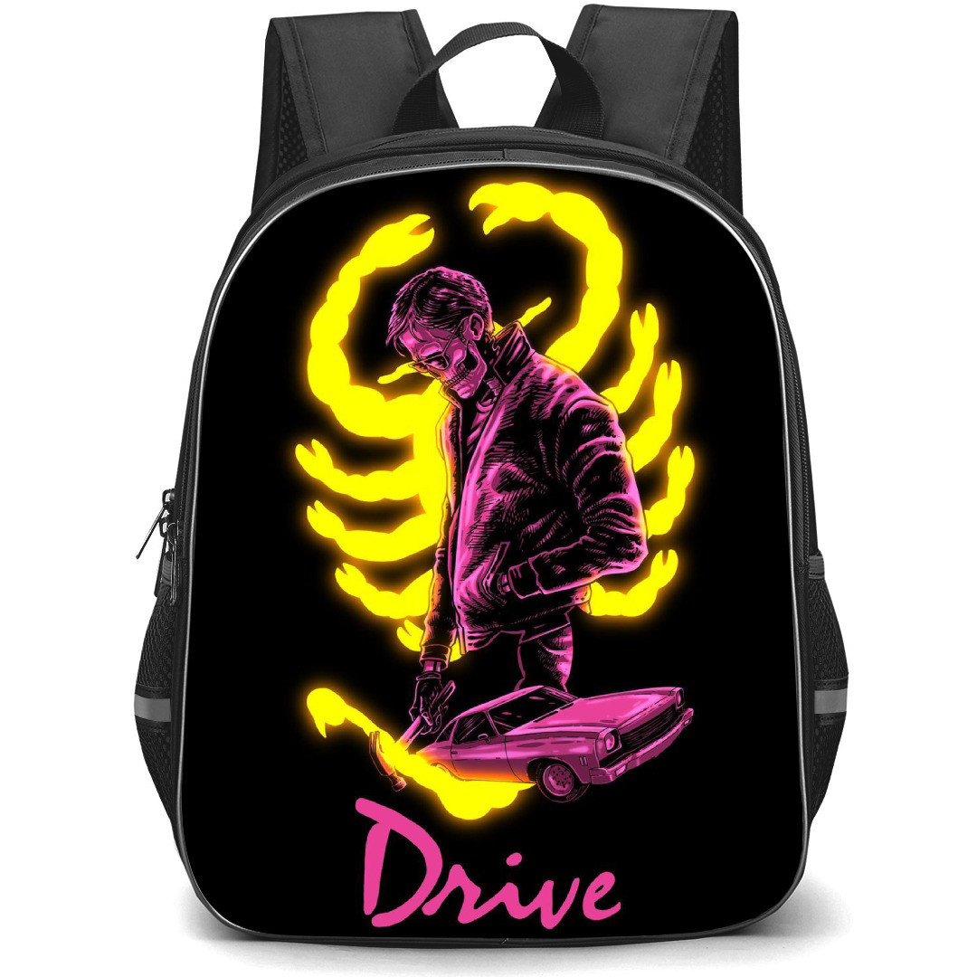 Drive Backpack StudentPack - Drive 2011 Movie Pink Yellow Neon Illustration On Black Background