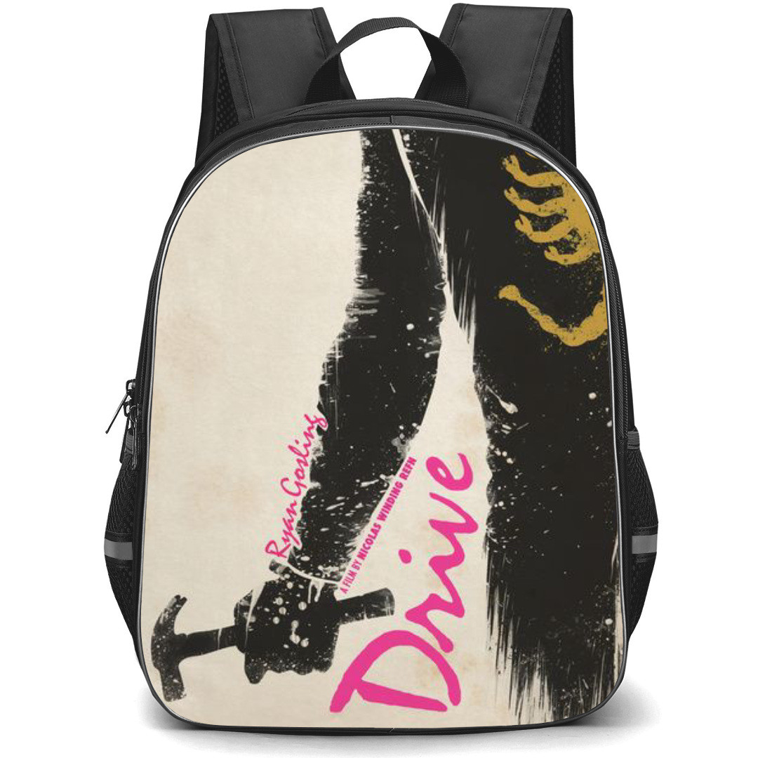 Drive Backpack StudentPack - Drive Ryan Gosling Holding Hammer Black Art On Beige Background