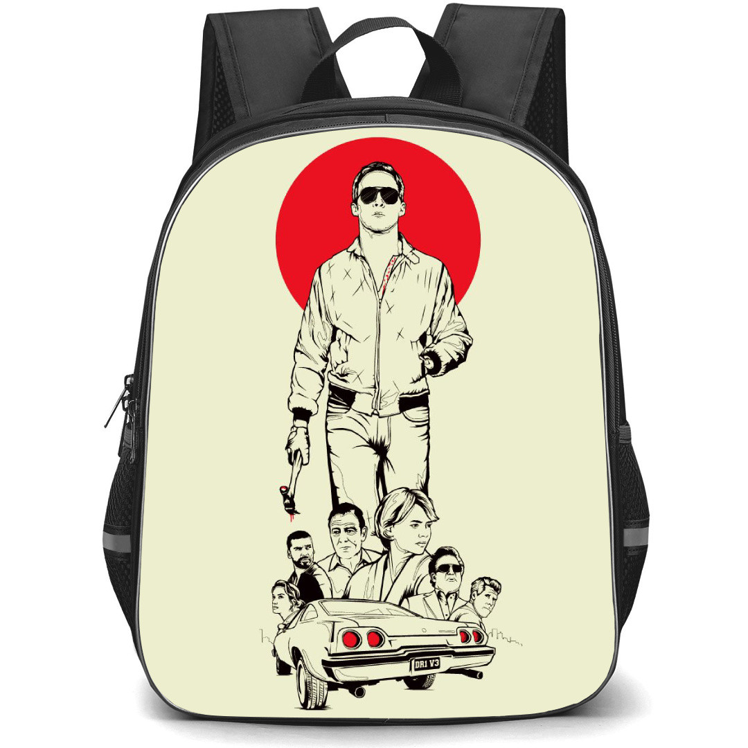 Drive Backpack StudentPack - Drive Movie Ryan Gosling Illustration Art On Beige Background