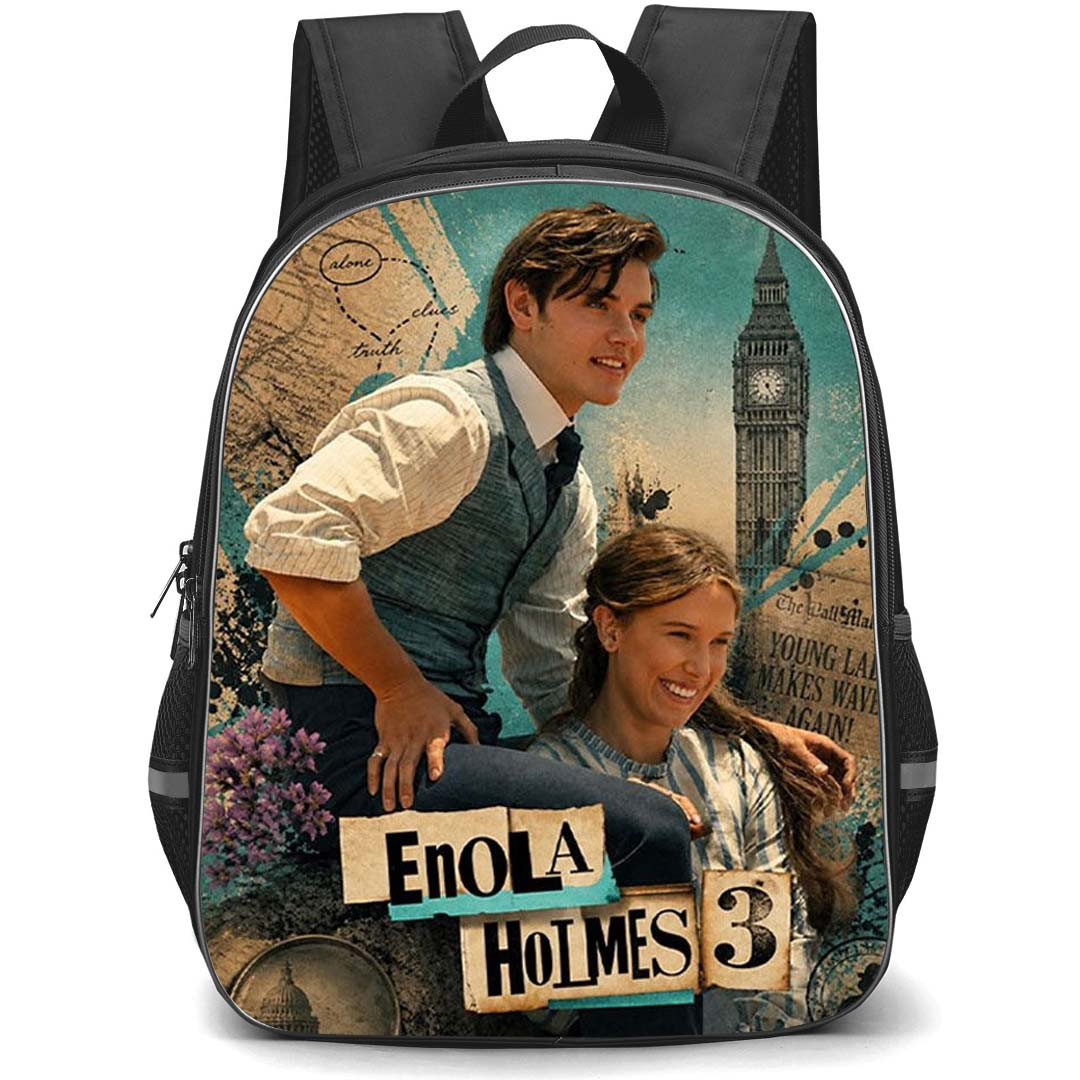 Enola Holmes 3 Backpack School Bag StudentPack - Enola Holmes 3 Detective Couple Retro Poster