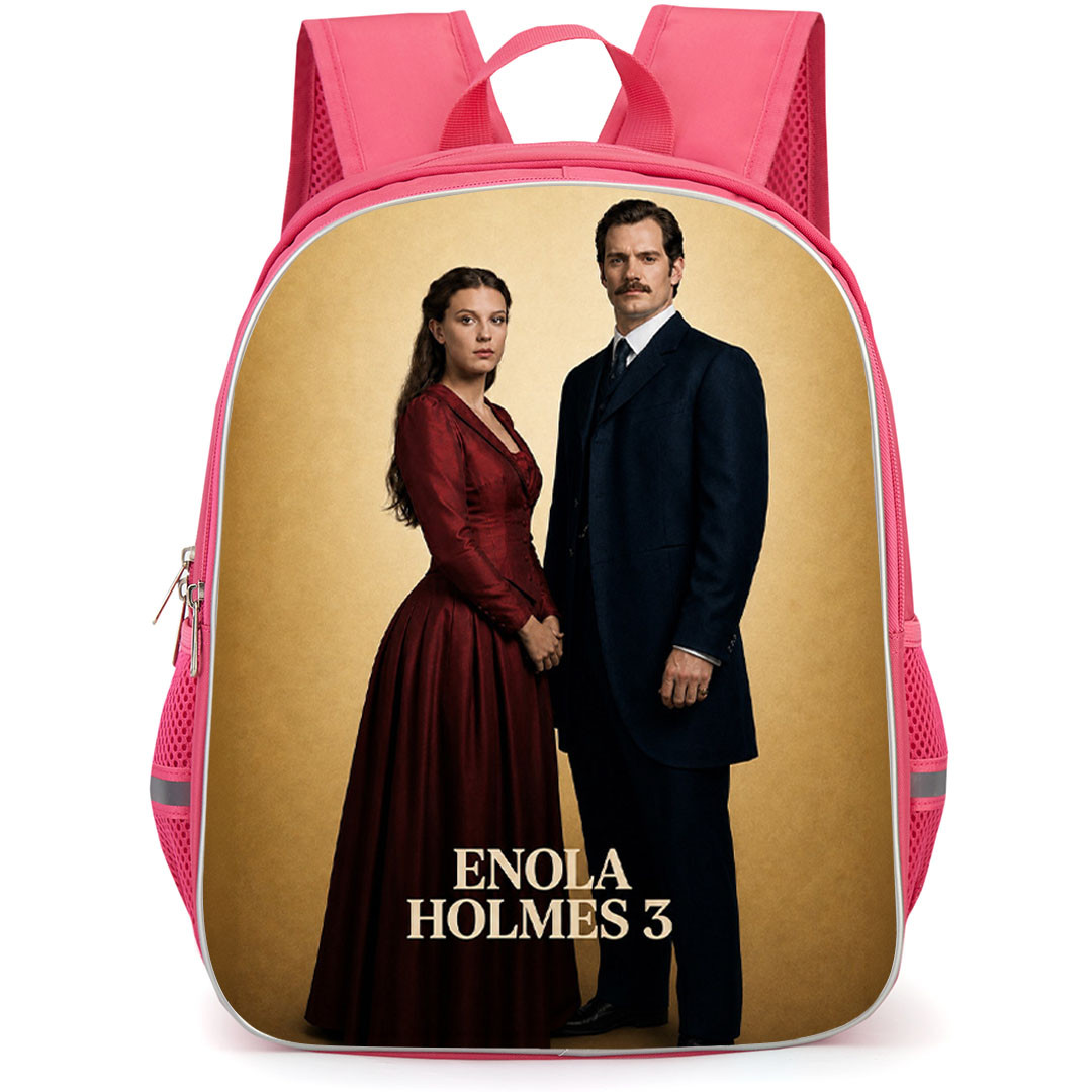 Enola Holmes 3 Backpack School Bag StudentPack - Enola Holmes 3 Enola And Sherlock Holmes On Golden Background