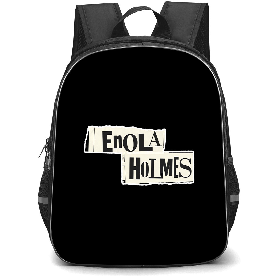 Enola Holmes Backpack School Bag StudentPack - Enola Holmes Black And White Newspaper Cutout Logo Sticker