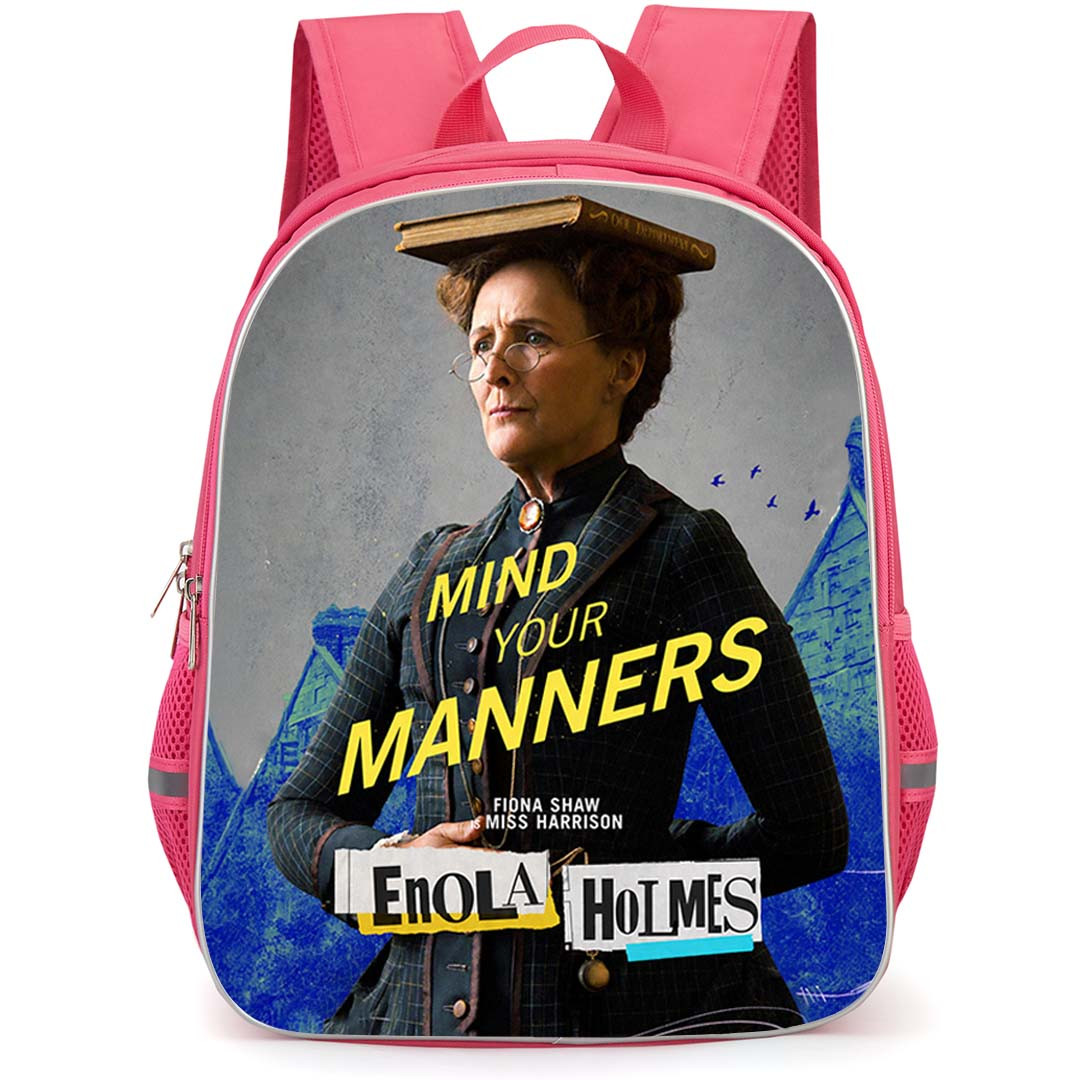 Enola Holmes Miss Harrison Backpack School Bag StudentPack - Miss Harrison Victorian Educator Character Poster