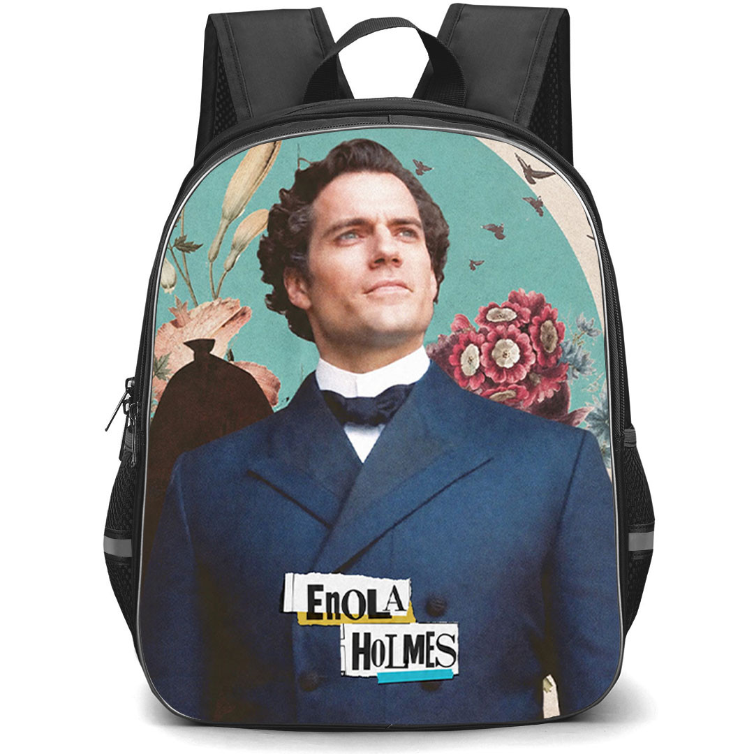 Enola Holmes Sherlock Holmes Backpack School Bag StudentPack - Sherlock Holmes Botanical Portrait Collage Poster