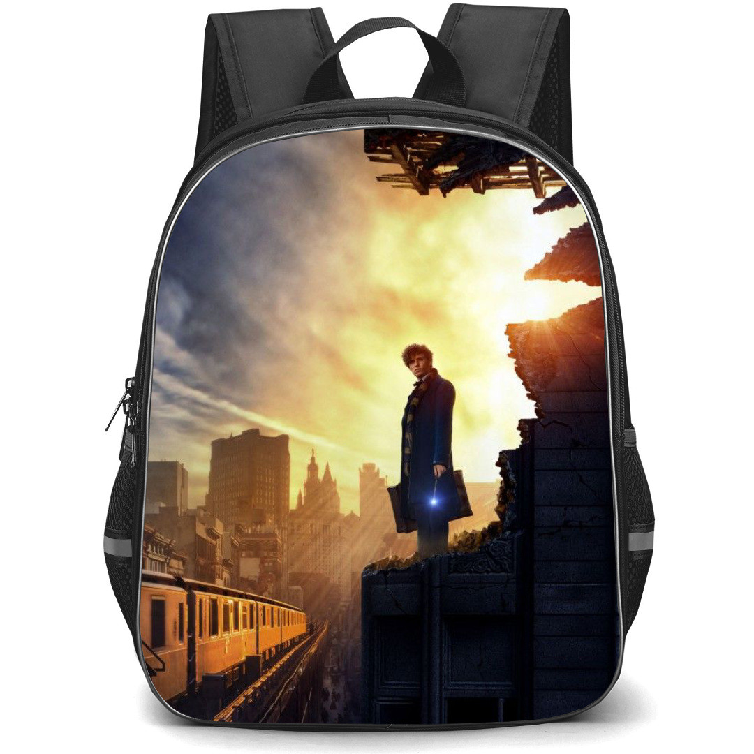 Fantastic Beast Backpack StudentPack - Fantastic Beast Newt Scamander Standing On a Destroyed Building Poster