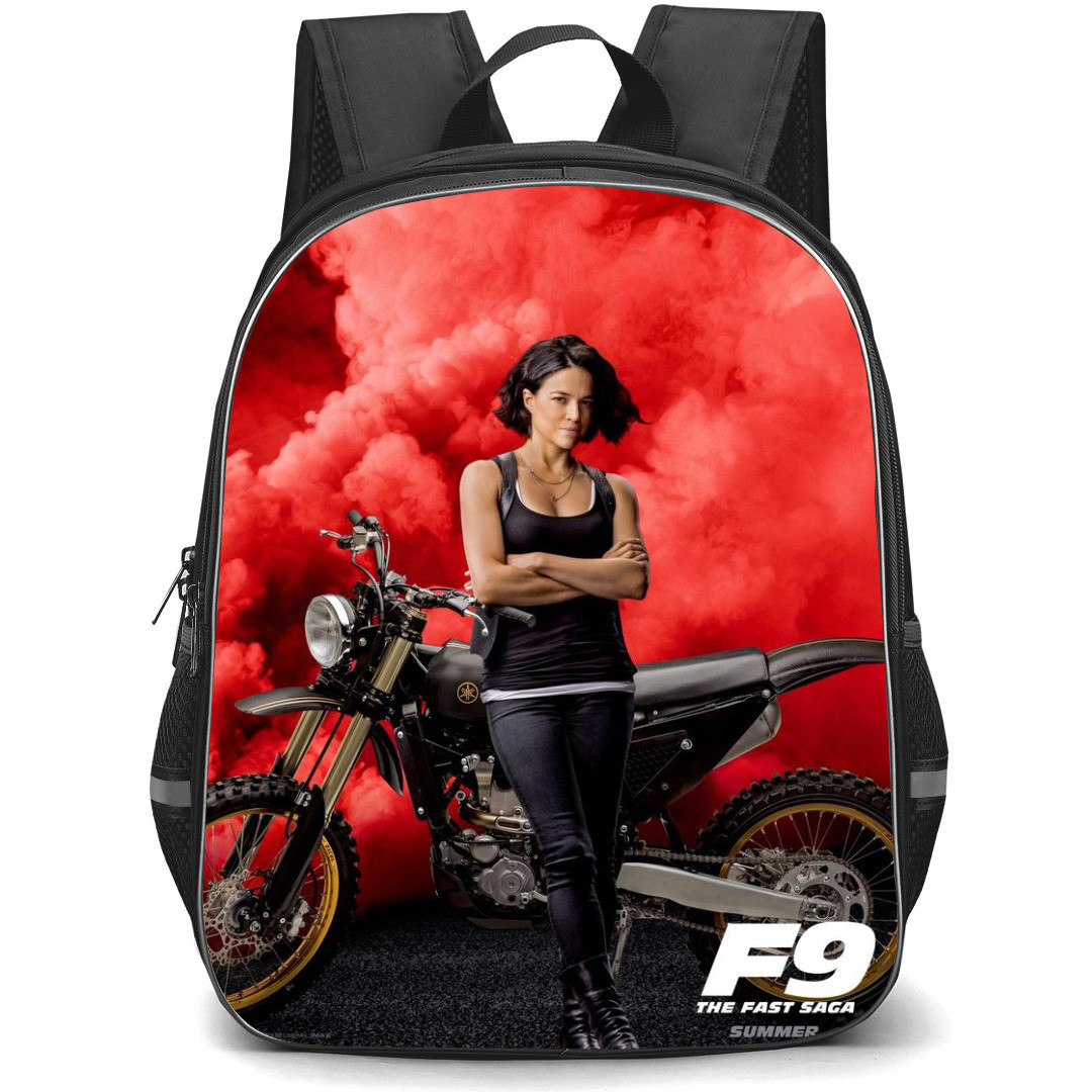 Fast and Furious Backpack StudentPack - Fast and Furious Michelle Rodriguez Sitting On Motorbike Poster