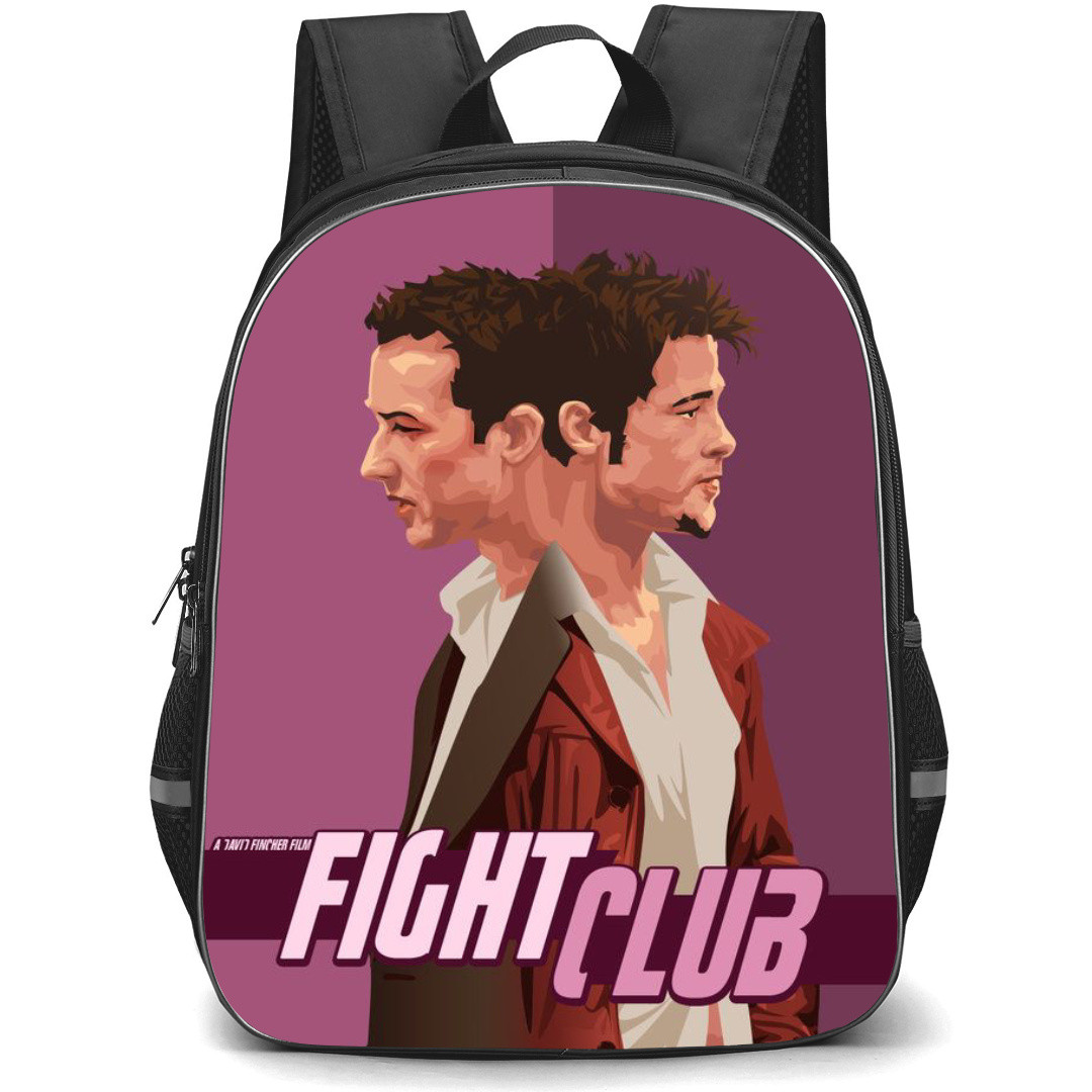 Fight Club Backpack StudentPack - Fight Club Brad Pitt And Edward Norton Illustration On Pink Background