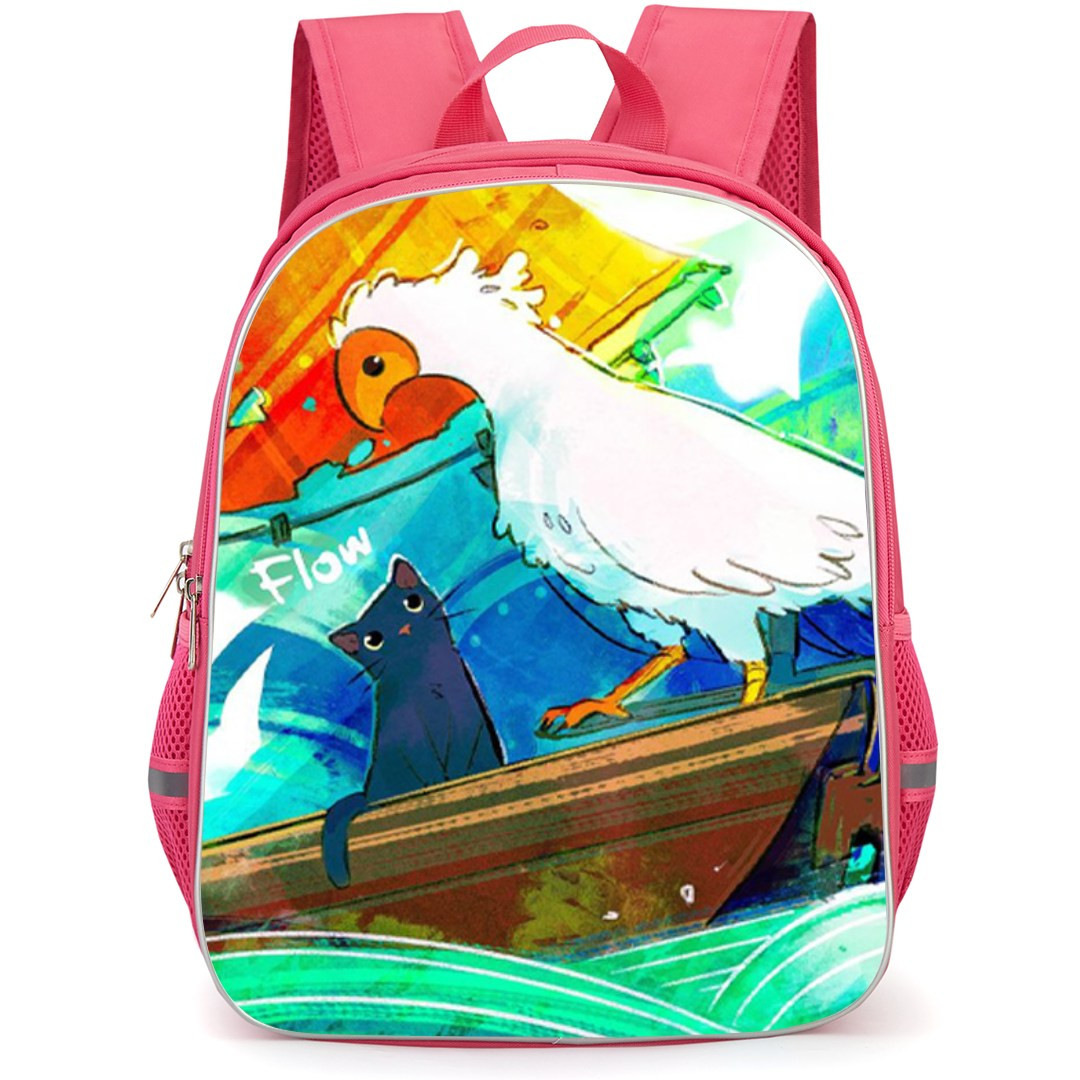 Flow Backpack StudentPack - Flow Secretarybird And Cat Illustration Art Poster