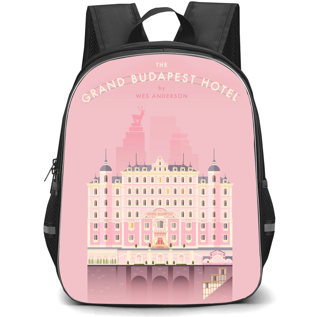 The Grand Budapest Hotel Backpack StudentPack - The Grand Budapest Hotel Illustration Art On Pink Background