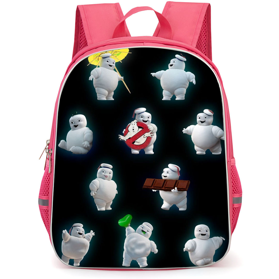 Ghostbusters Backpack StudentPack - Ghostbusters Stay Puft Marshmallow Man Pattern Art On Black Background