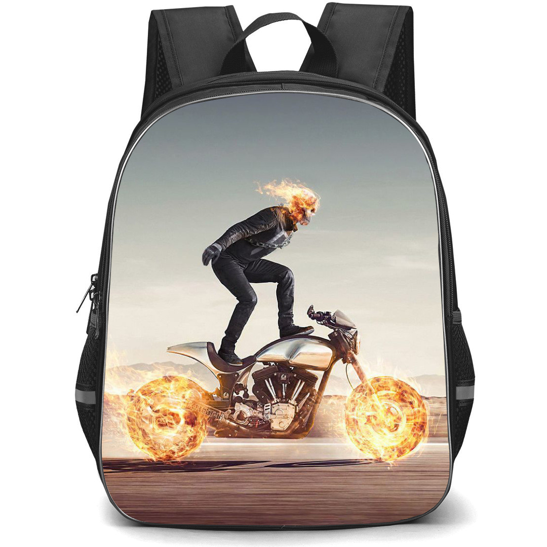 Ghost Rider Backpack StudentPack - Ghost Rider Standing On A Motorobike