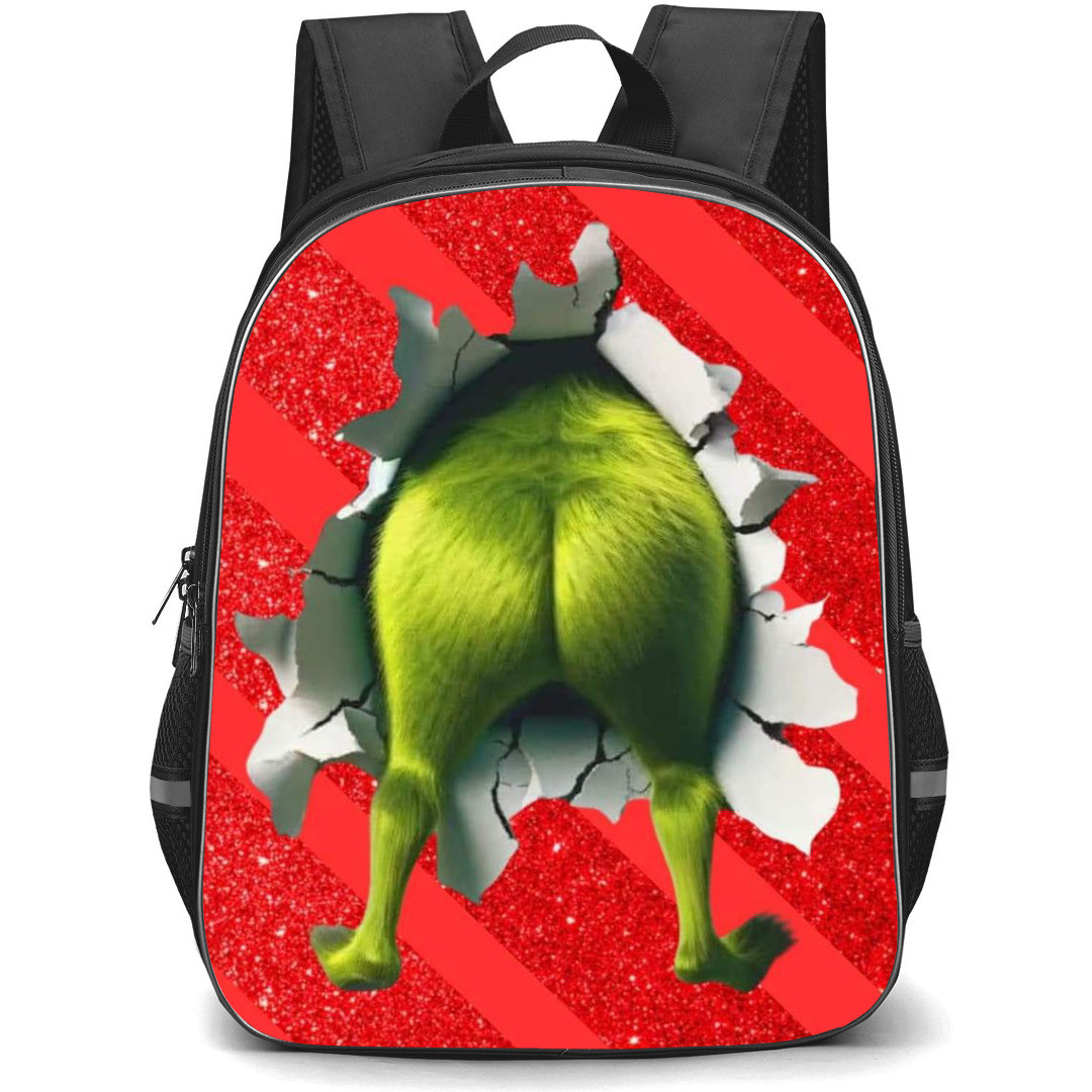 The Grinch Backpack StudentPack - The Grinch Butt On Red Glitter Paper Poster