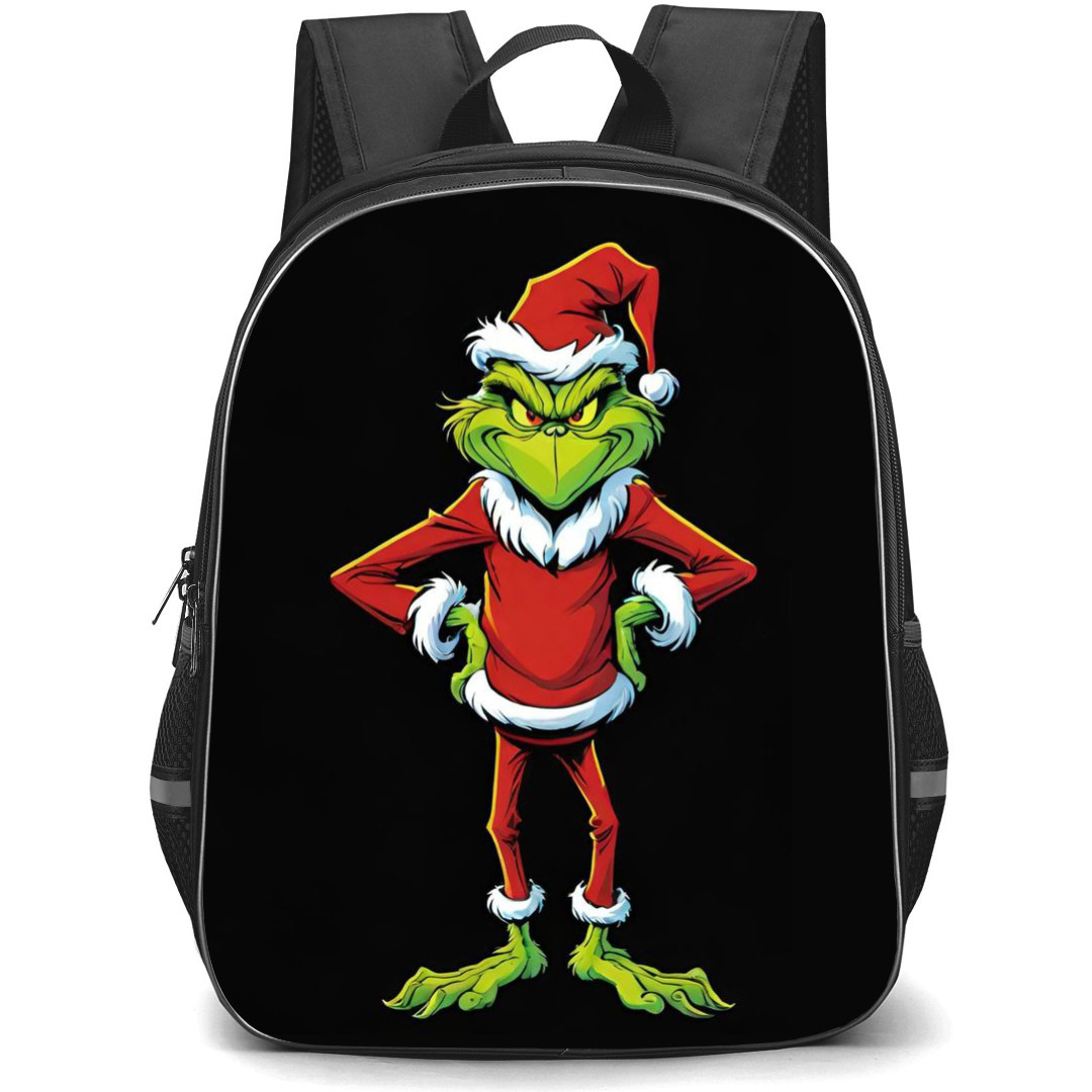 The Grinch Backpack StudentPack - The Grinch Santa Claus Standing Illustration Art Sticker