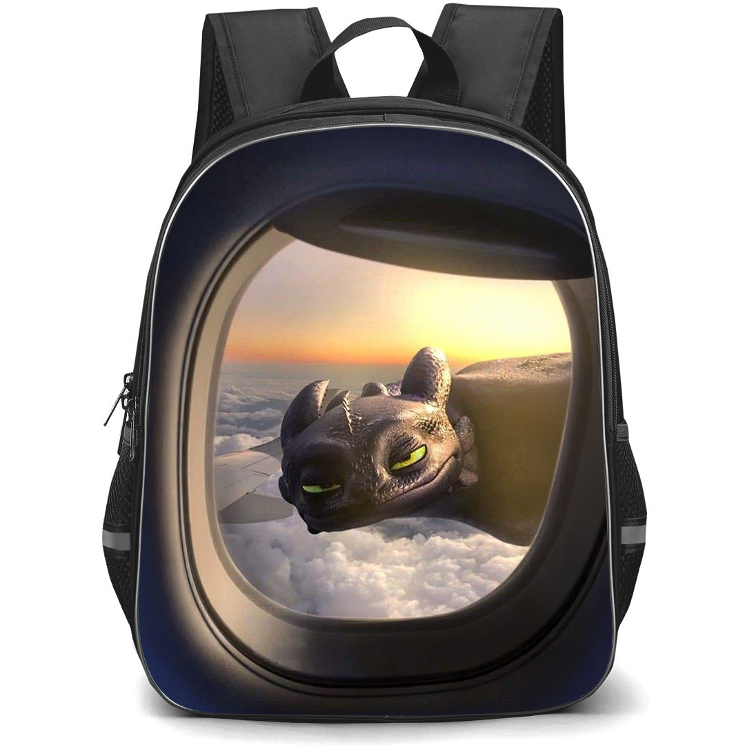How To Train Your Dragon Backpack School Bag StudentPack - Toothless Flying Outside the Plane