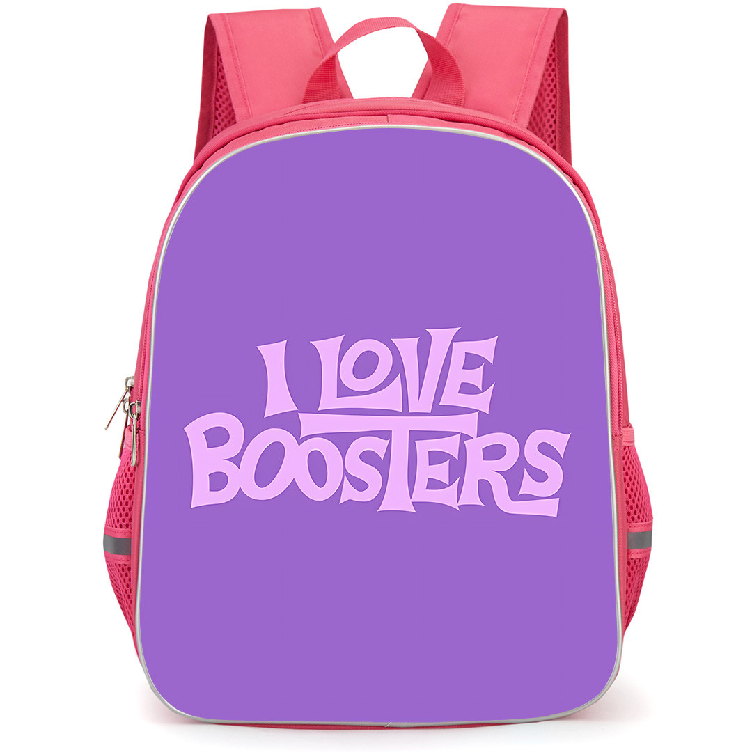 I Love Boosters Backpack School Bag StudentPack - I Love Boosters Typography Logo On Purple Background