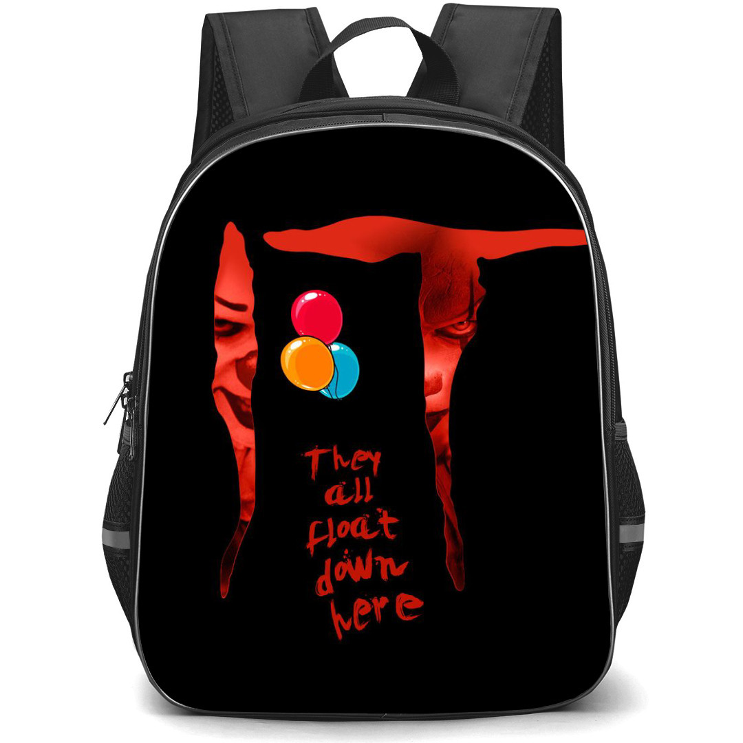 IT Backpack StudentPack - IT Movie Pennywise The Dancing Clown Quote On Black Background