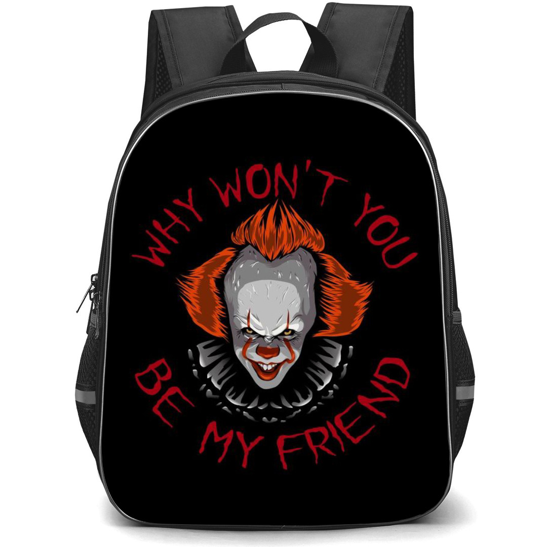 IT Backpack StudentPack - IT Why Wont You Be My Friend Pennywise Avatar On Black Background
