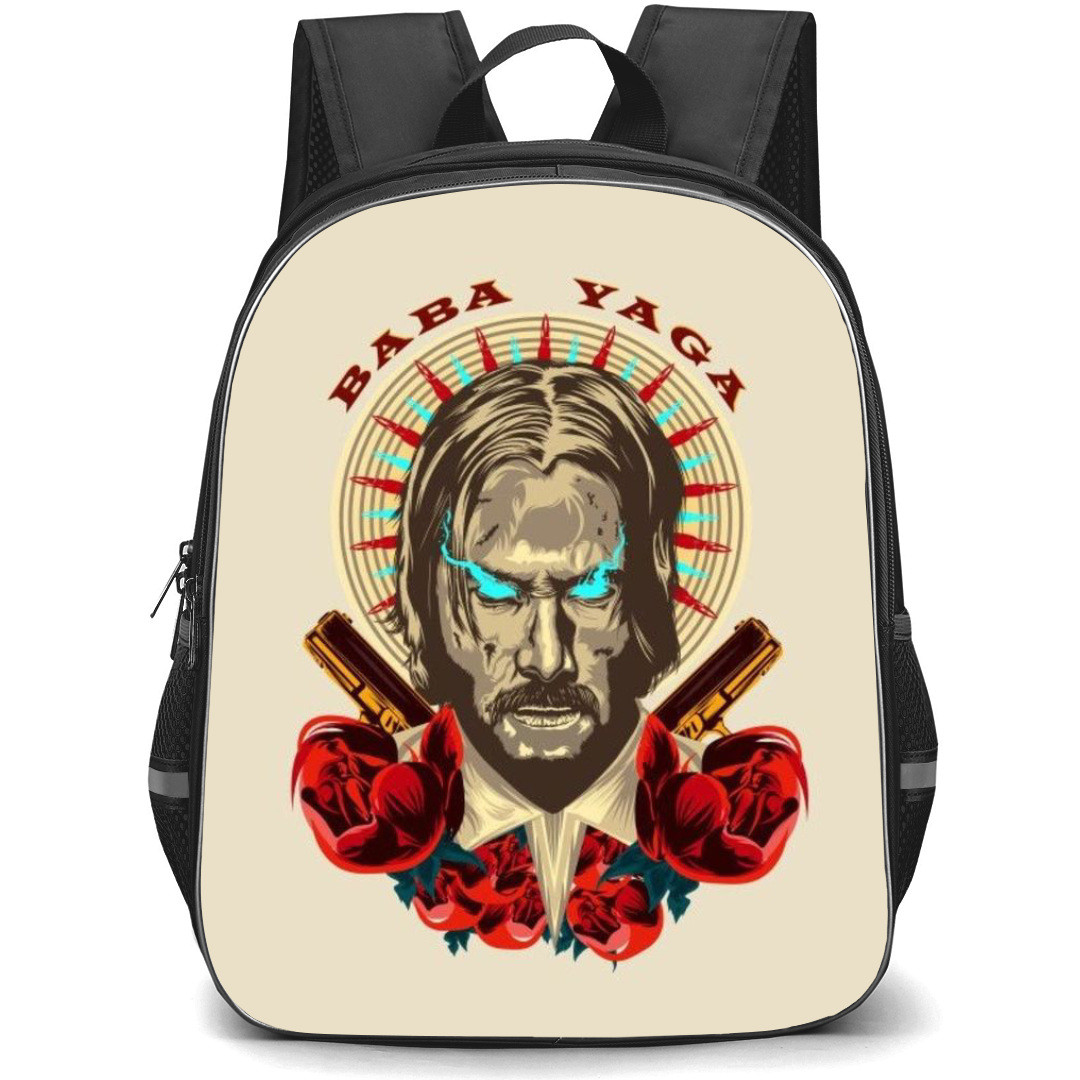 John Wick Backpack StudentPack - John Wick Avatar Illustration Art Baba Yaga On Beige Background