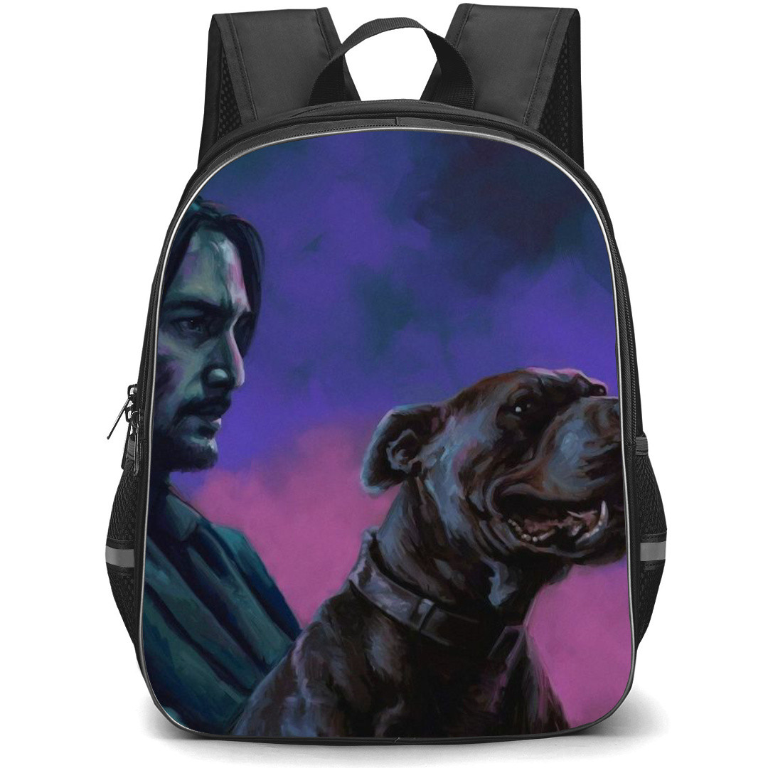 John Wick Backpack StudentPack - John Wick With Dog Water Color Paint Poster
