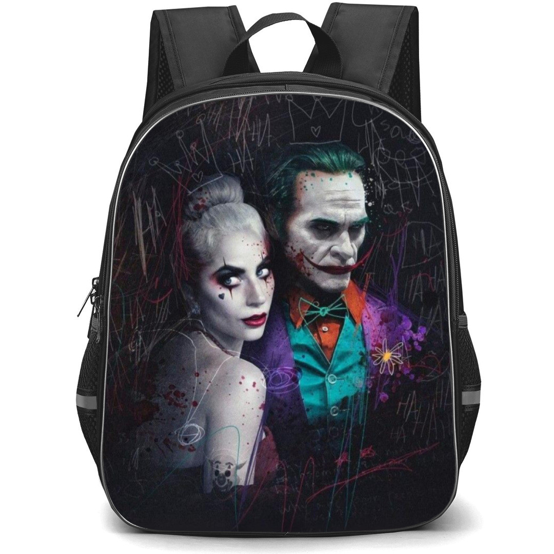 Joker 2 Backpack Student Pack - Harley And Joker Fierce Portrait Doodle Background