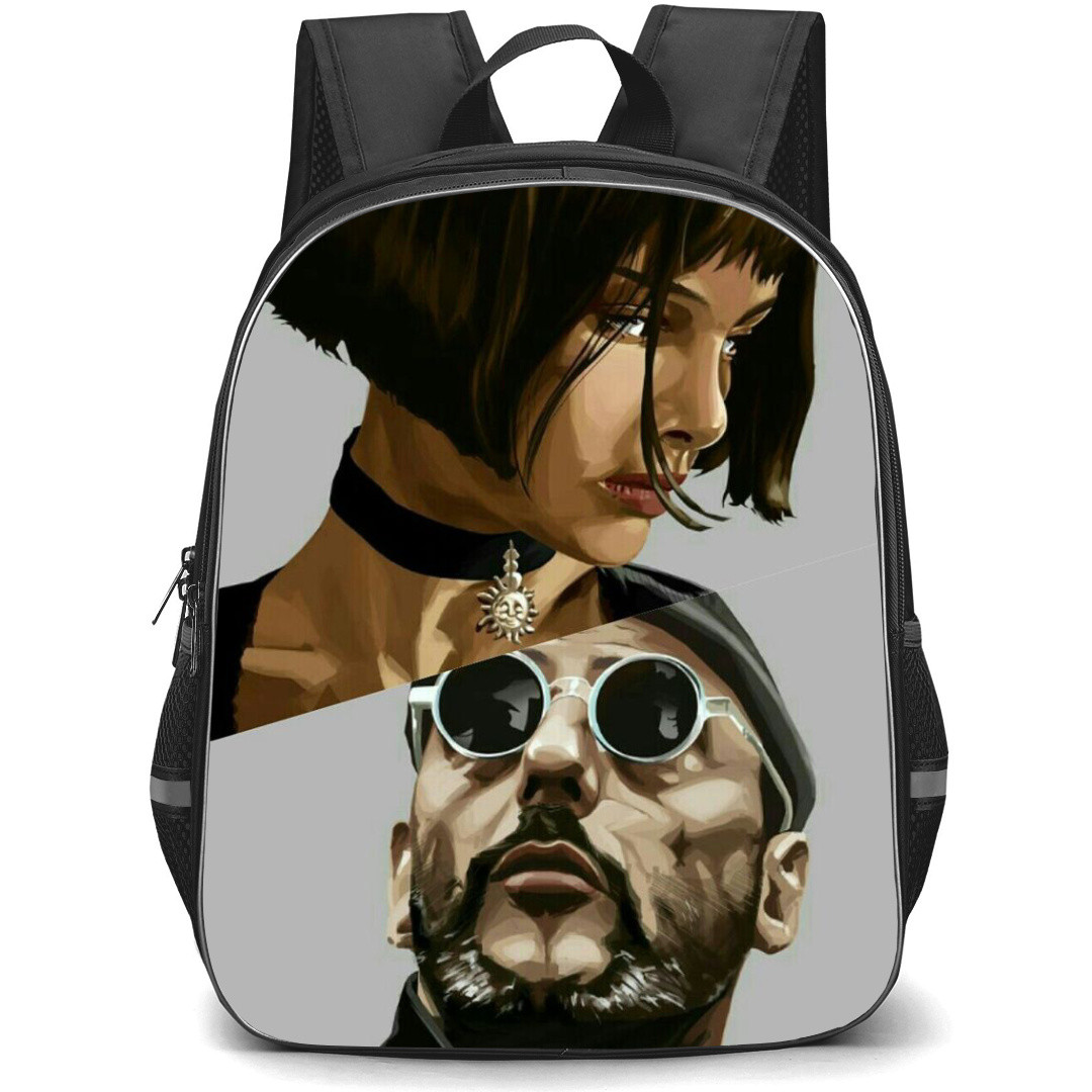 Leon Backpack StudentPack - Leon And Mathilda Portrait Illustration On Gray Background