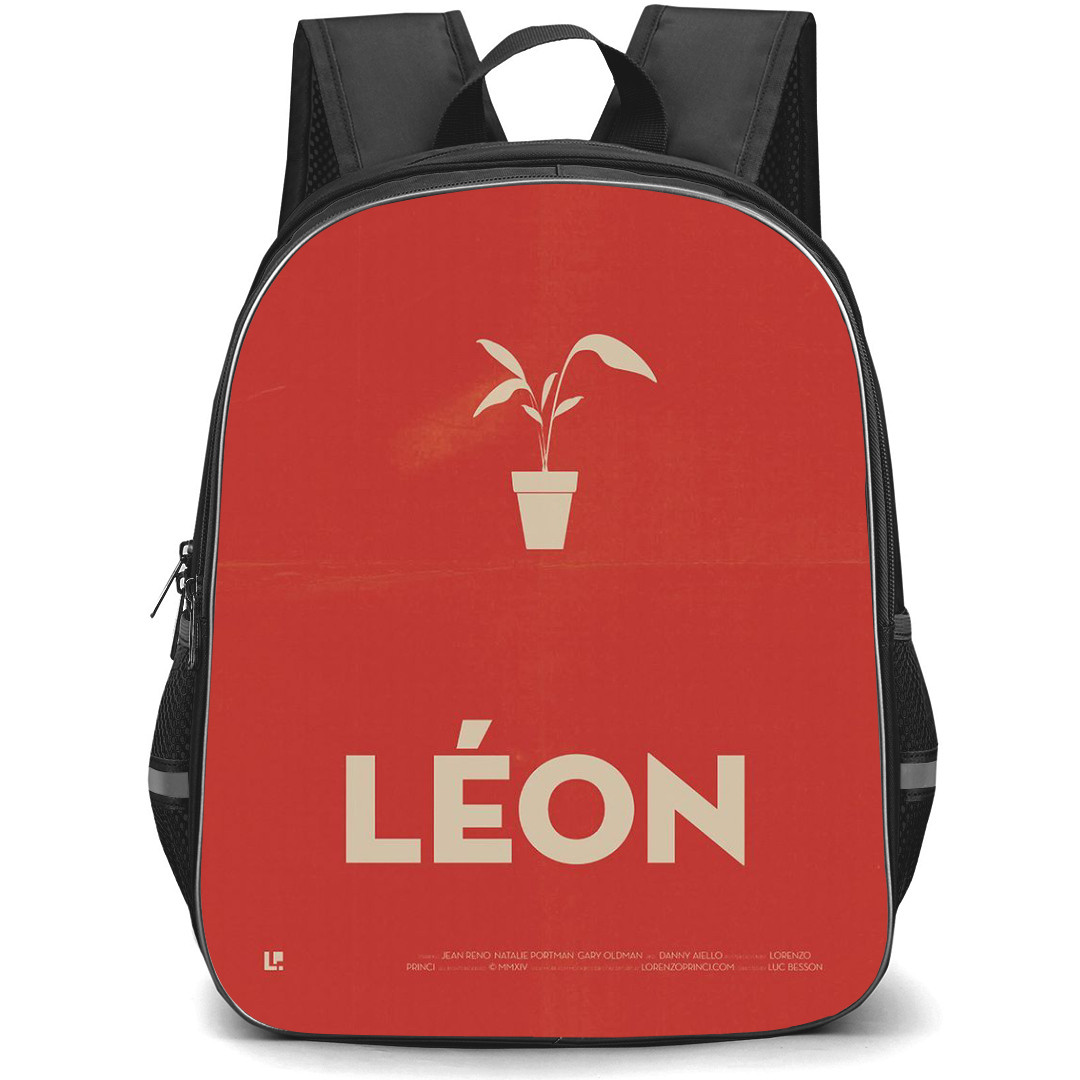 Leon Backpack StudentPack - Leon Movie Minimalist Red Poster