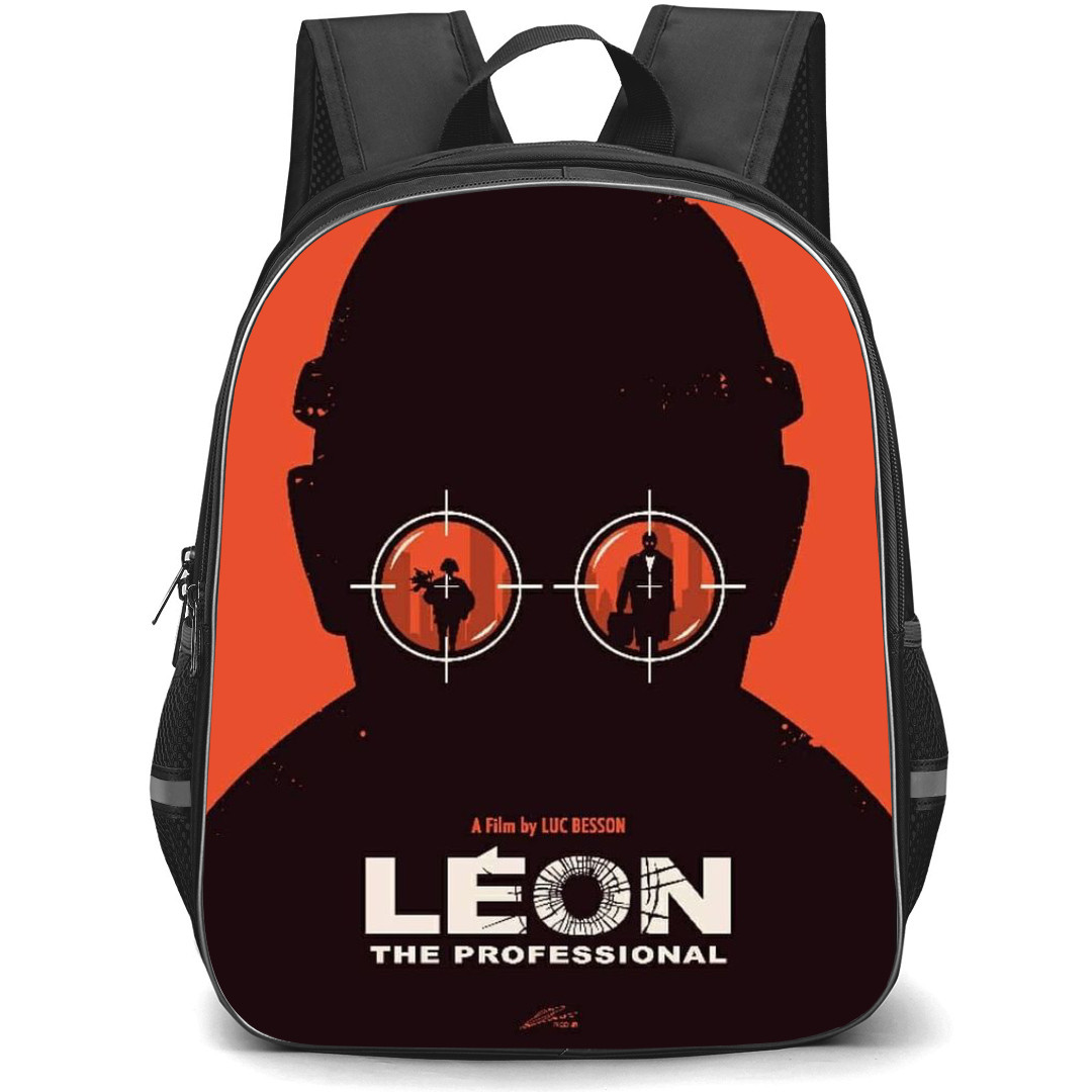 Leon Backpack StudentPack - Leon Movie Silhouette On Red Background Poster