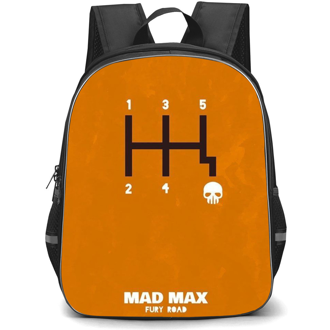 Mad Max Backpack StudentPack - Mad Max Fury Road Gear Shifter Illustration Art On Orange Background