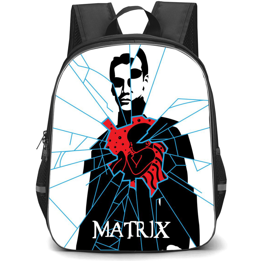 The Matrix Backpack StudentPack - The Matrix Movie Neo Standing On Broken Mirror Illustration Art