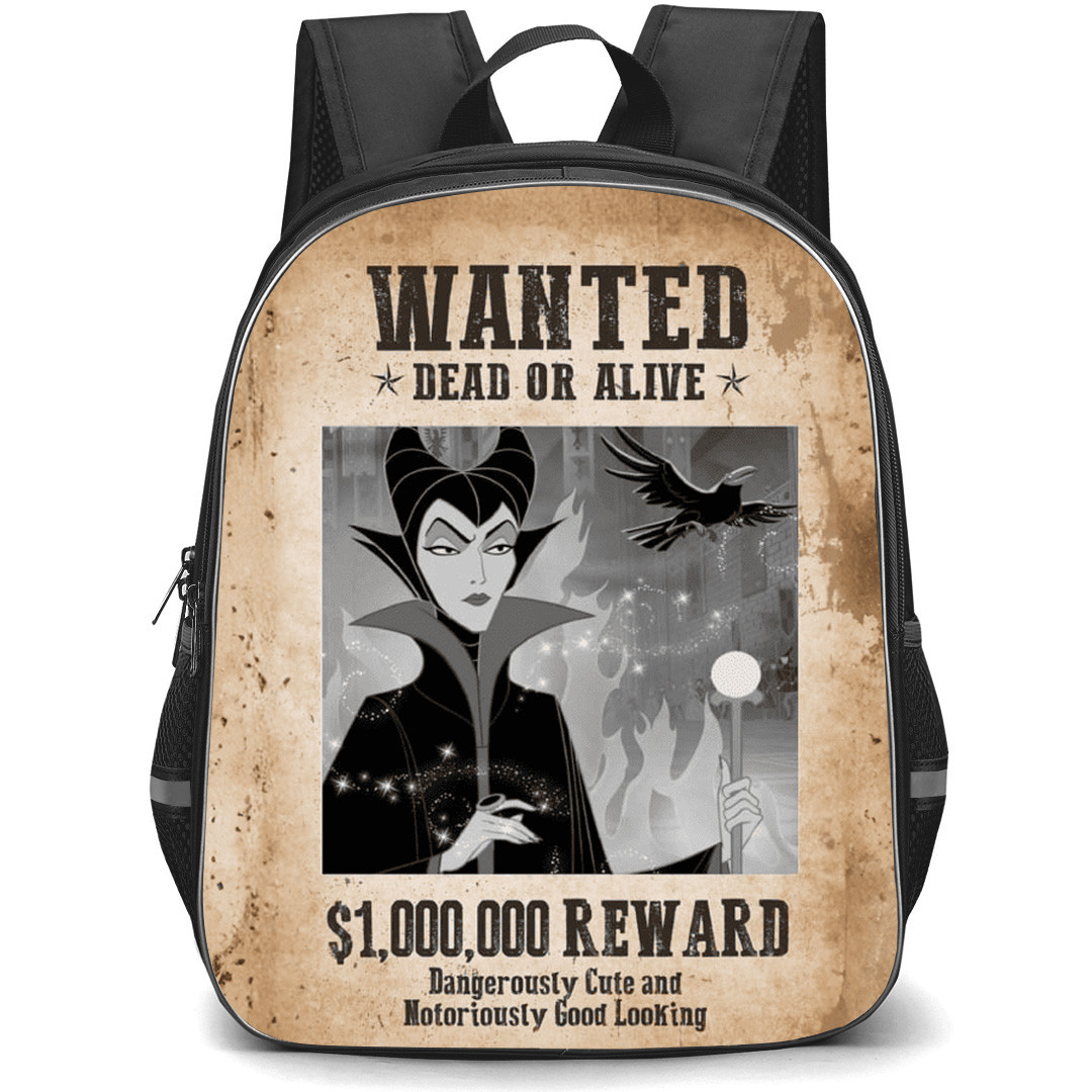 Maleficent Backpack School Bag StudentPack - Maleficent Wanted Dead Or Alive Poster