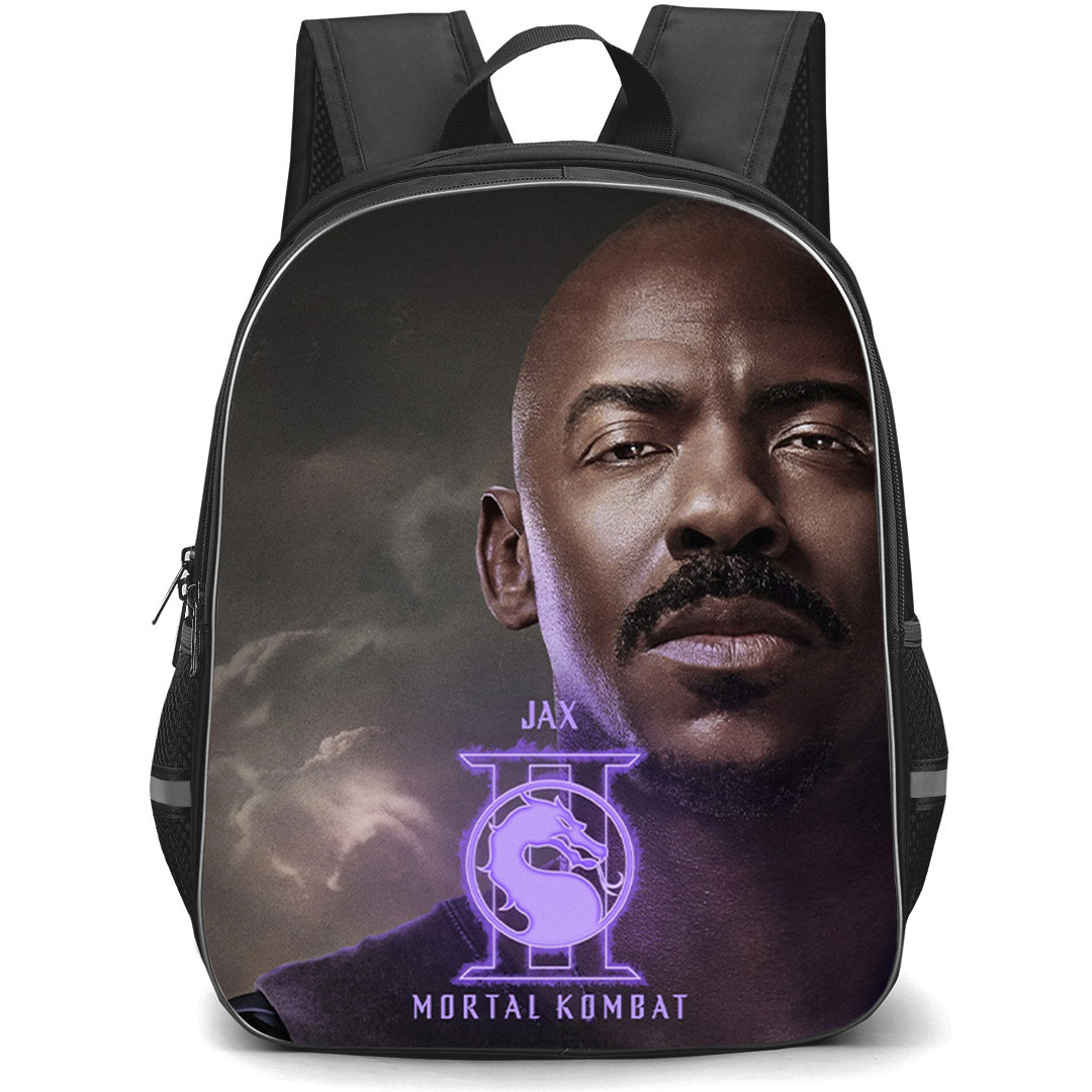 Mortal Kombat II Jax Backpack School Bag StudentPack - Jax Portrait With Neon Purple Logo Poster