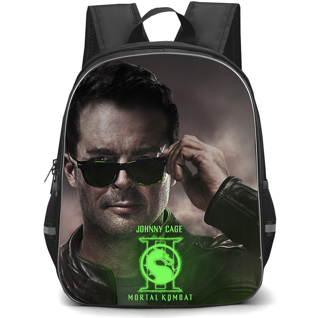 Mortal Kombat II Johnny Cage Backpack School Bag StudentPack - Johnny Cage Portrait With Neon Green Logo Poster