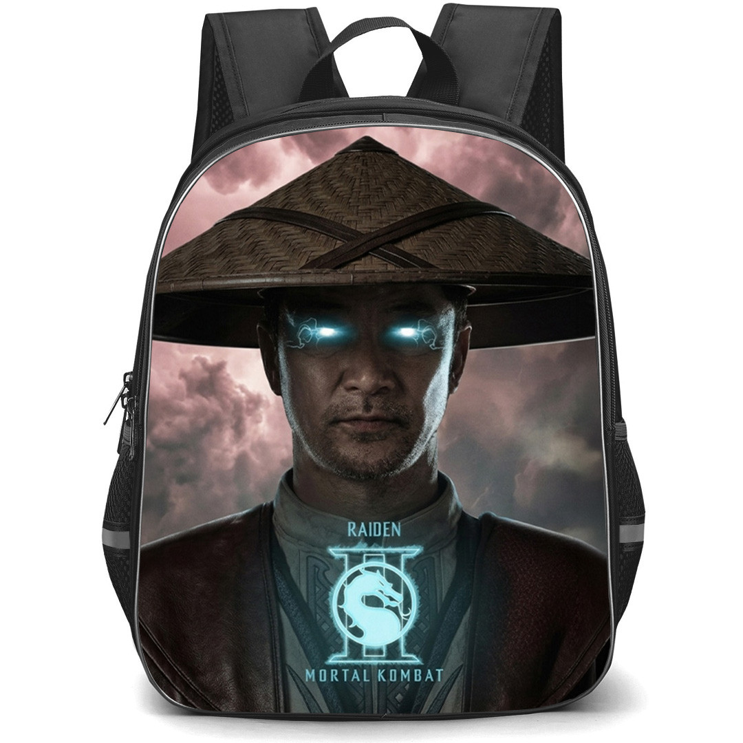 Mortal Kombat II Raiden Backpack School Bag StudentPack - Raiden Portrait With Neon Blue Logo Poster