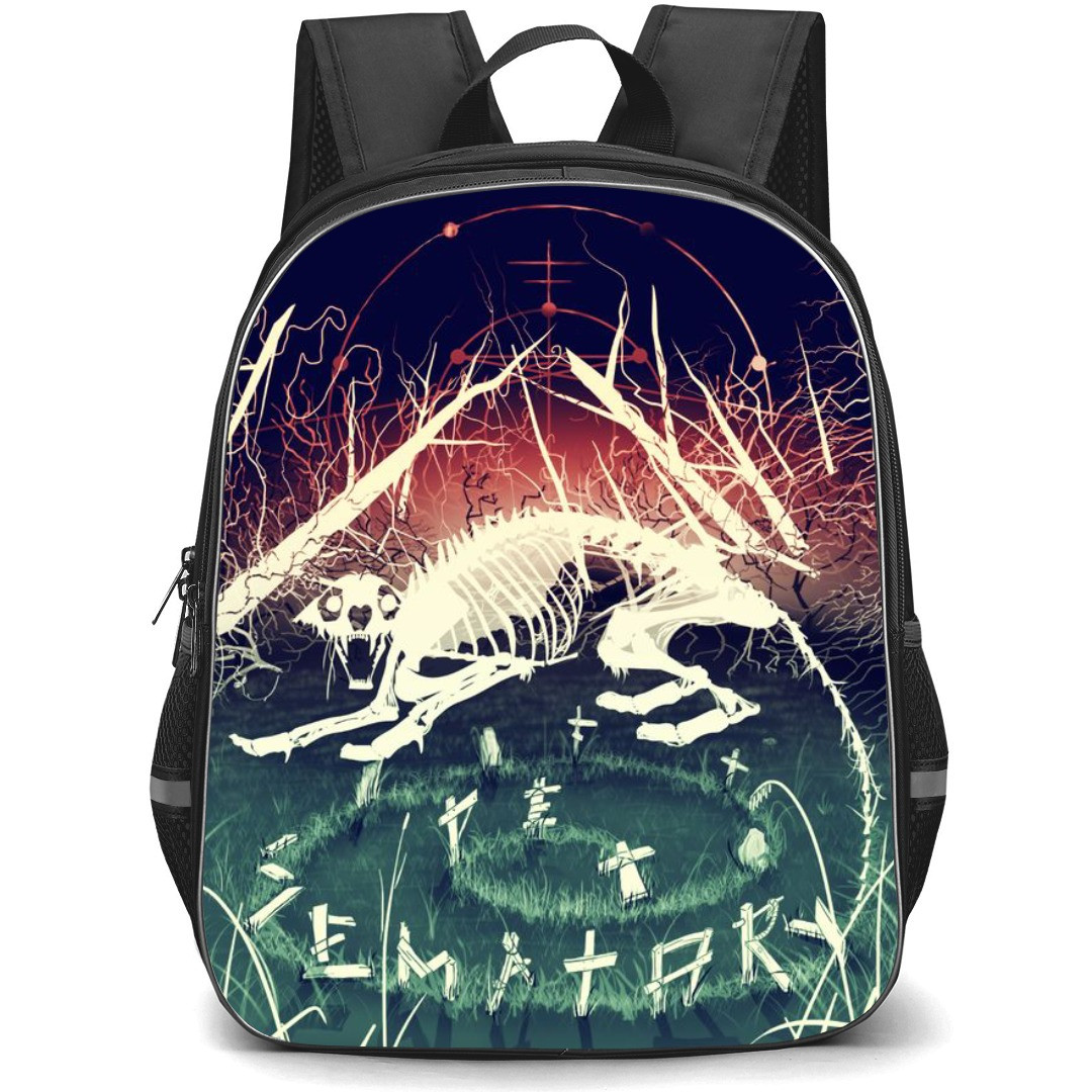 Pet Sematary Backpack StudentPack - Cat Bones Blue Background