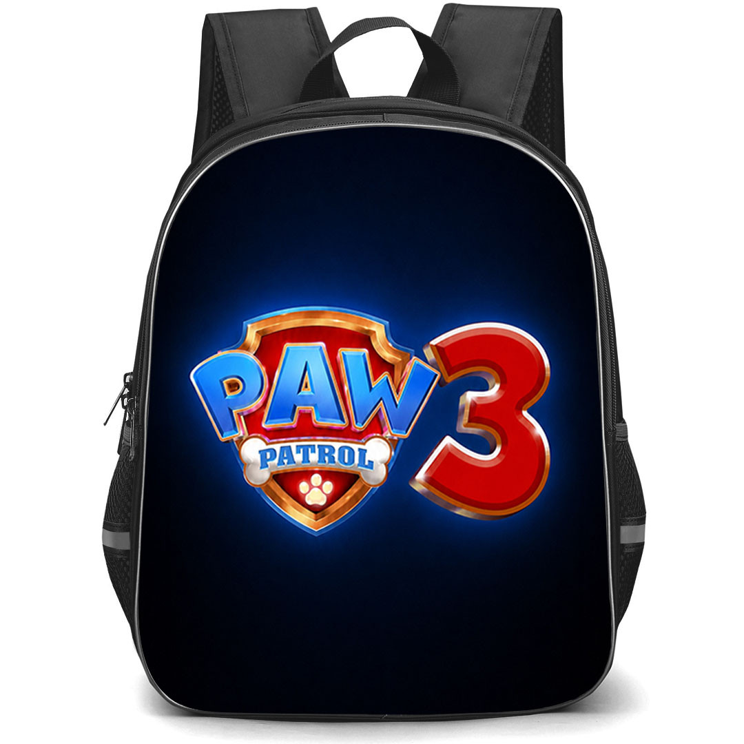PAW Patrol The Dino Movie Backpack School Bag StudentPack - PAW Patrol 3 Official Logo On Dark Background